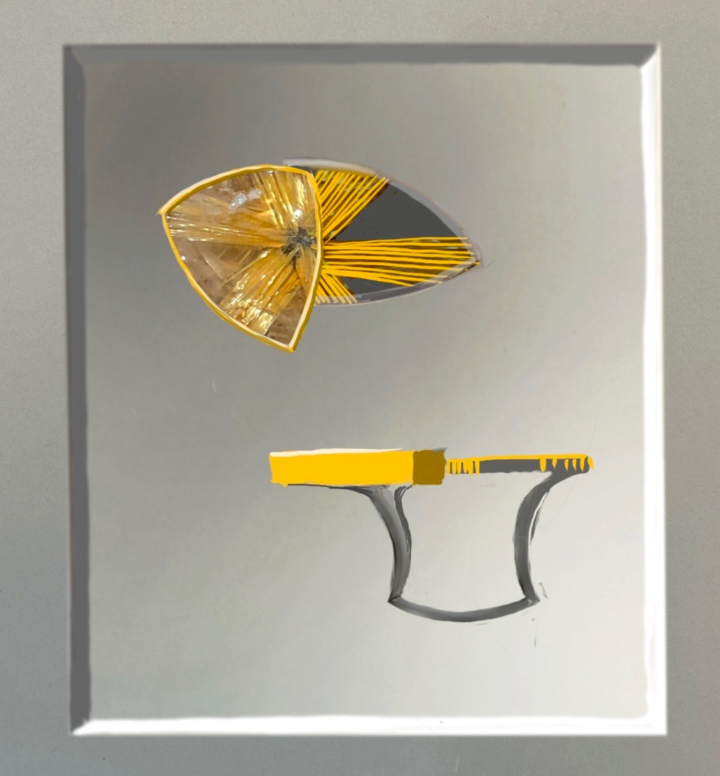 ENTWURF
Lierferzeit: ca. 4 Wochen
Der genaue Kaufpreis hängt mit dem aktuellen Tagesgoldkurs zusammen und wird Ihnen nach Auftragserteilung verbindlich mitgeteilt, sowie der genaue Liefertermin. Auch die Auswahl der gezeigten Edelsteine kann variieren und wird ebenfalls verbindlich bestätigt. GGf. wird Ihnen auch der Entwurf überarbeitet zugesendet. Bei dem für diesen Artikel angegebenen Angebotsbetrag handelt es sich um eine Anzahlung auf das zu fertigende Schmuckstück.

Es besteht die Möglichkeit, auch vorhandene Kundensteine zu verwenden, sofern Sie in das gezeigte Konzept passen.

Das Stück wird als UNIKAT im KISSNER Meisteratelier gefertigt.

Design: Carsten Kissner

Dieser Ring wird in geschwärztem SIlber, Gold 900 und Feingold, sowie einem Sternrutilquarz gefertigt. Die von mir eigens für einen stabilen Sitz am Finger entwickelte Smartcurve Ringform passt perfekt zum gewählten Design und umgekehrt.

Der Kaufpreis beträgt ca. 4000,-