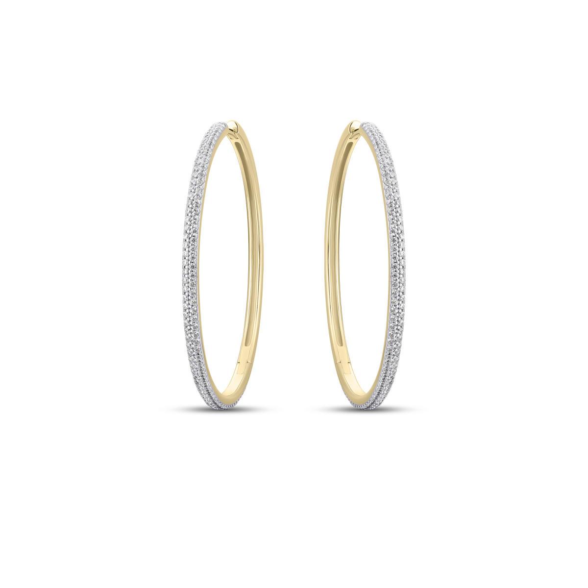 Gisser Jewels zilver vergulde oorringen met zirkonia. 
Diameter 40mm