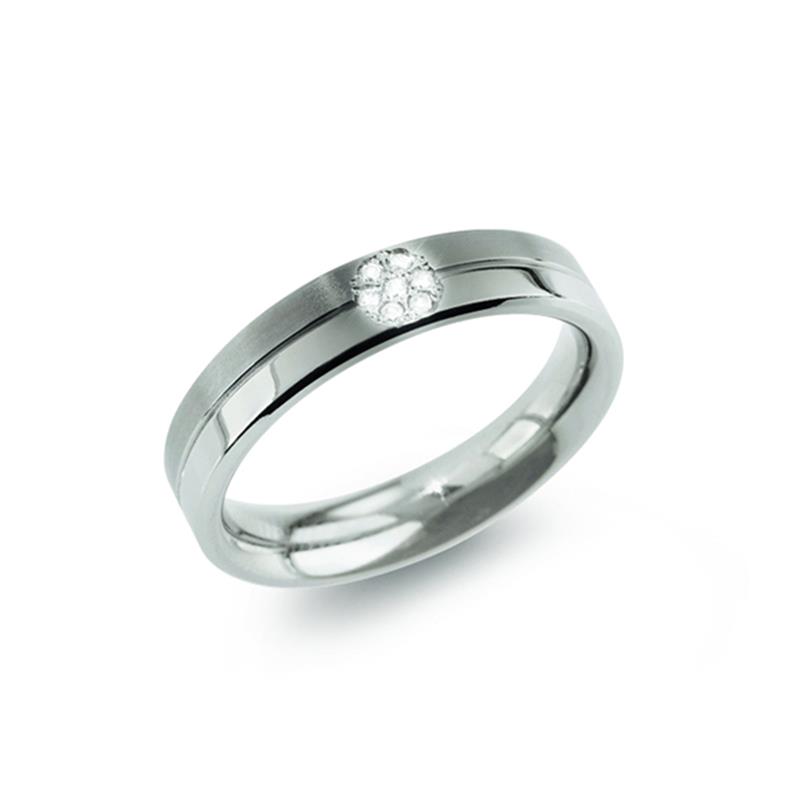 Boccia titanium ring, mat/poli met diamant 7/0.035