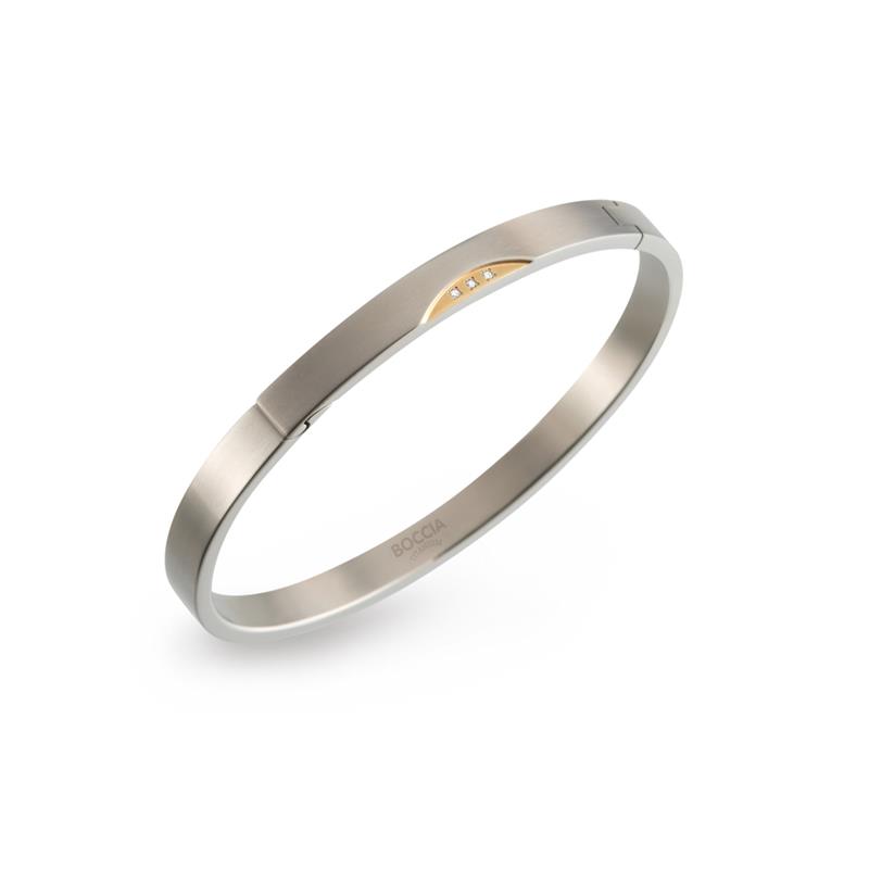 Boccia armband 03006-03 Dames Titanium Slavenarmband met diamant.