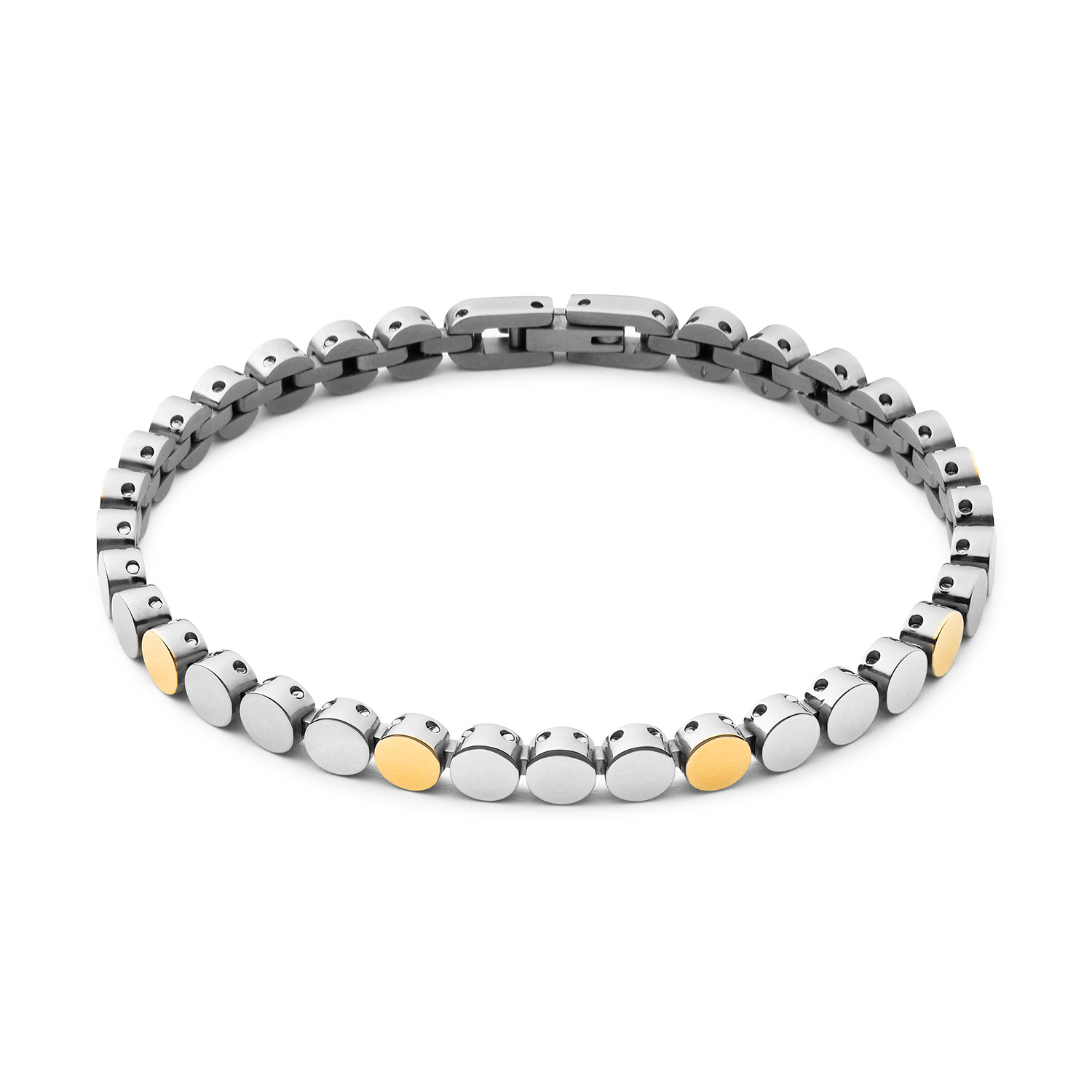 Boccia Titanium 03057-05 Armband
Deze unieke titanium armband van Boccia Titanium is een mooie toevoeging aan je sieradencollectie! Wat deze titanium armband uniek maakt, is dat er glanzende goudkleurige en zilverkleurige ronde schakels aan elkaar verbonden zijn via de onderkant. Hierdoor wordt het een soepele armband. Combineer de bicolor armband met het bijpassende bicolor collier en de bicolor oorbellen voor een complete look. De lengte is 21cm.

HET MERK
Boccia Titanium is het titanium merk van Nederland, dat zijn oorsprong in Duitsland vindt en is opgericht in het jaar 1992. Ontwikkeld door internationale ontwerpers. Alle titanium componenten van de BOCCIA TITANIUM collectie zijn gemaakt van 99,7% puur titanium; het bijzondere materiaal. Het is licht in gewicht, neemt de temperatuur van de huid aan en is zeer huidvriendelijk. Bovendien is het corrosie- en temperatuurbestendig.

SPECIFICATIES
- Armband 03057-05
- Puur titanium
- Bicolor
- 21cm