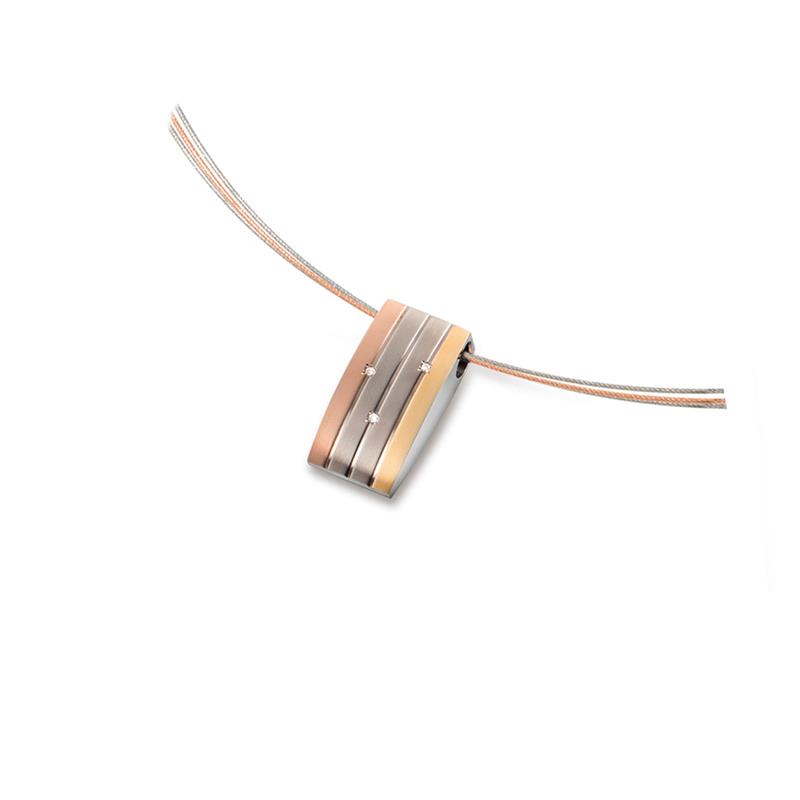 Tricolour titanium hanger met briljant BOC-0792-02