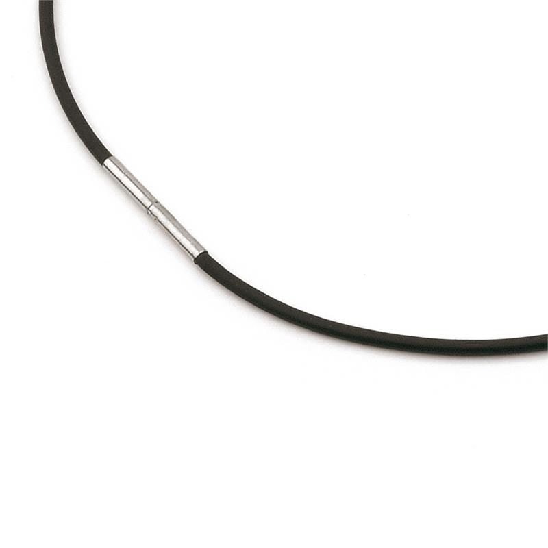 Dit collier van Boccia is van zwart rubber met een titanium sluiting. De lengte van dit collier is 50cm.