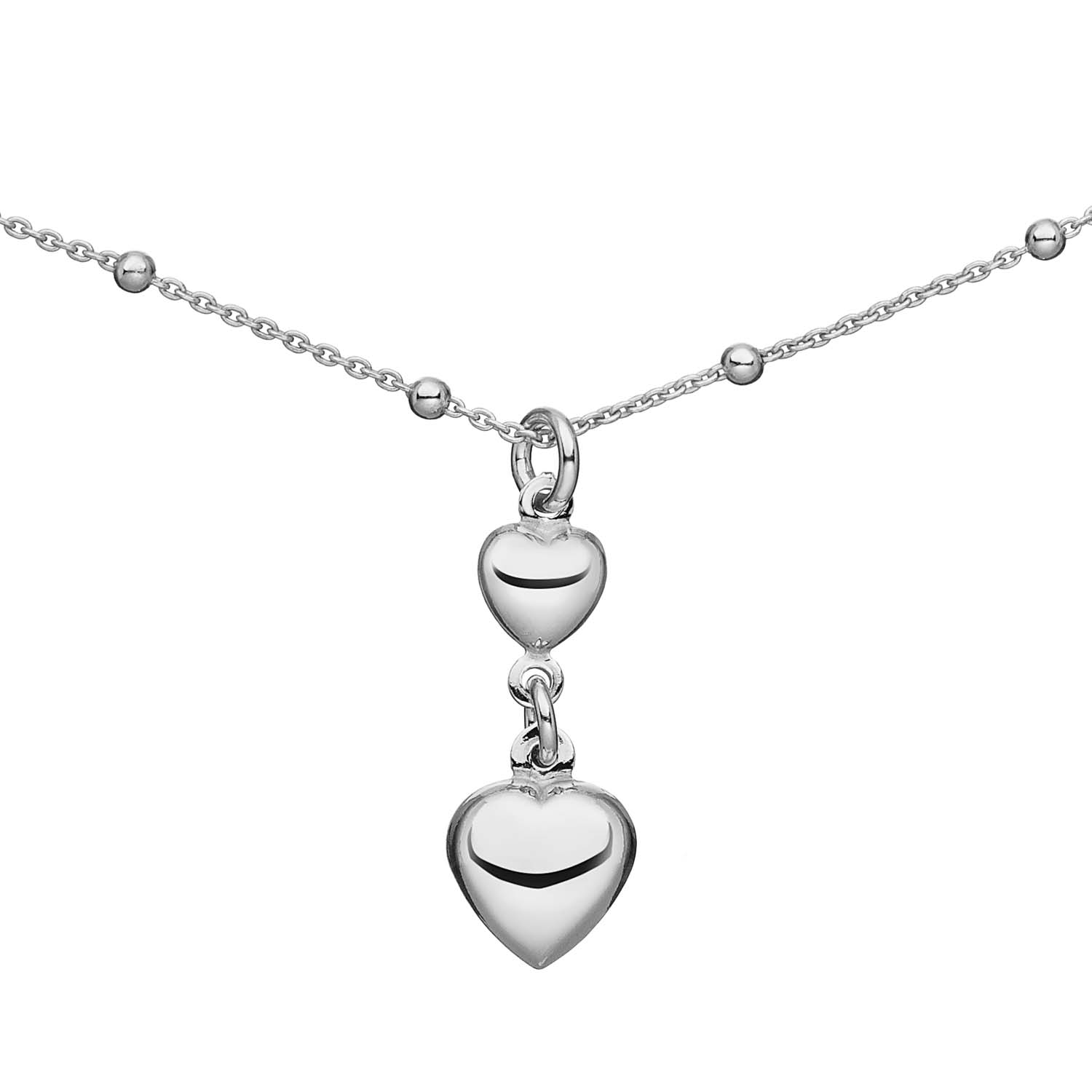 Zilver anker collier met hartjes 45cm