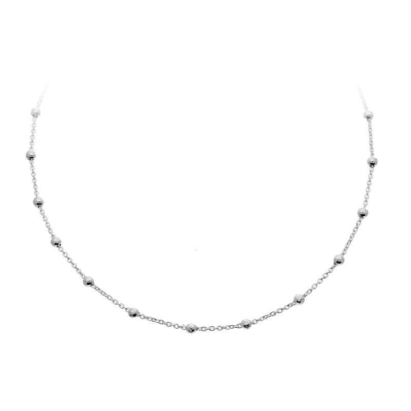 Zilver Anker Schakel Collier met Bolletjes