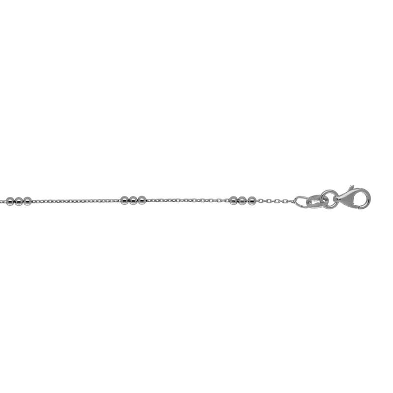 Zilver Gerhodineerde Anker Schakel Armband met Bolletjes 