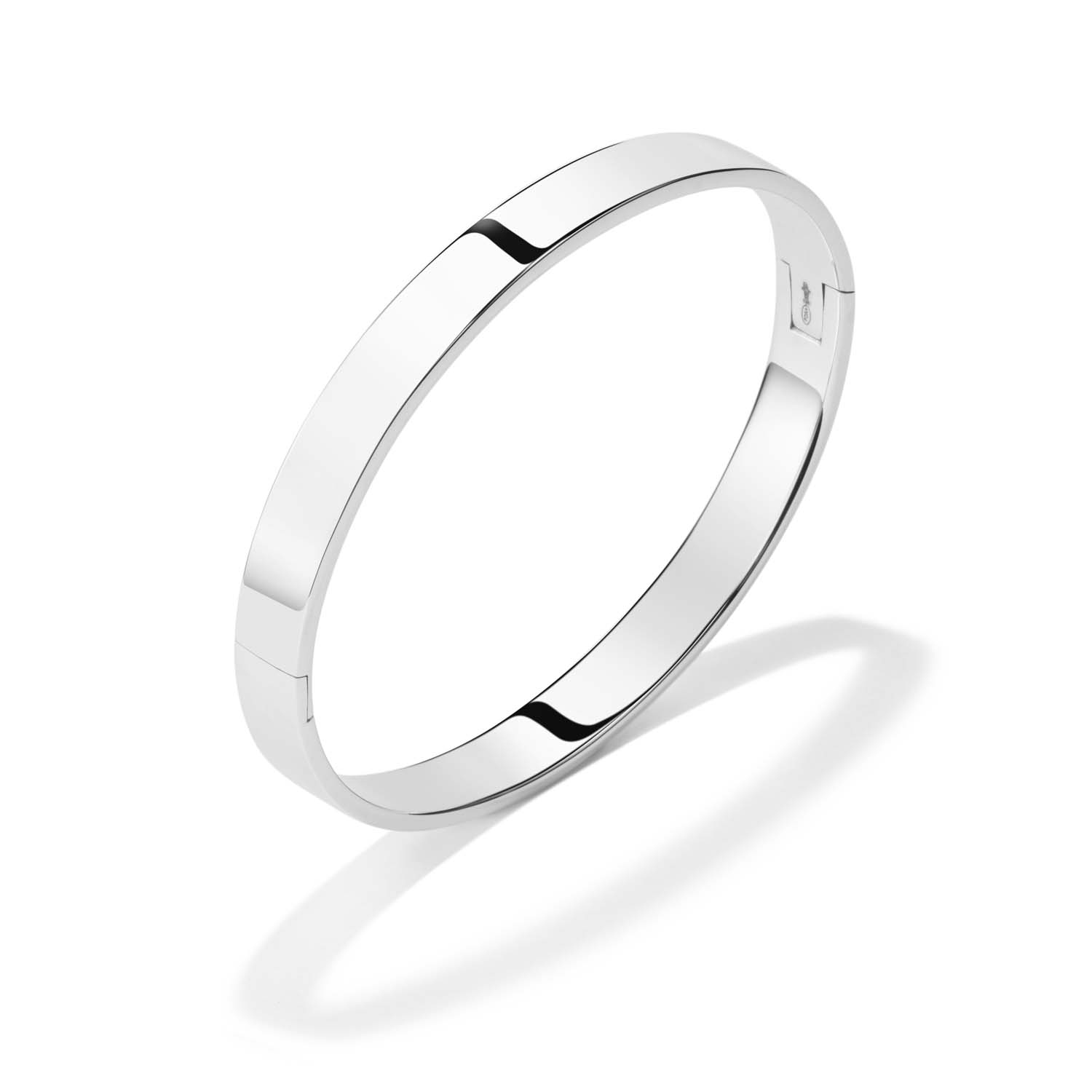 Massief zilveren slaven armband. Recht strak model. 60mm / 8mm.