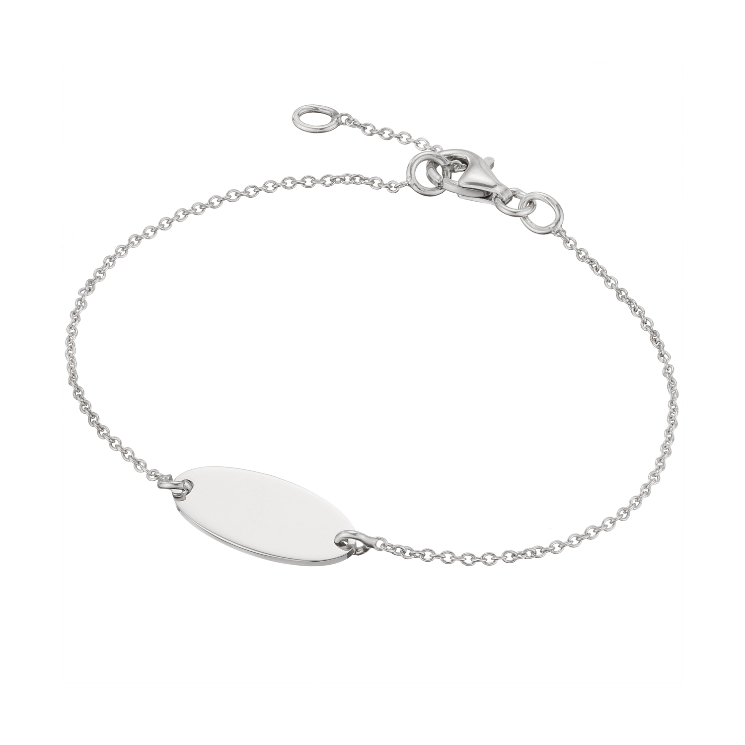 zilveren jasseron met bolletjes armband en ovaal plaatje