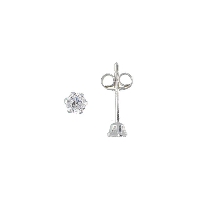 Zilveren solitair oorknopjes met zirkonia 2mm