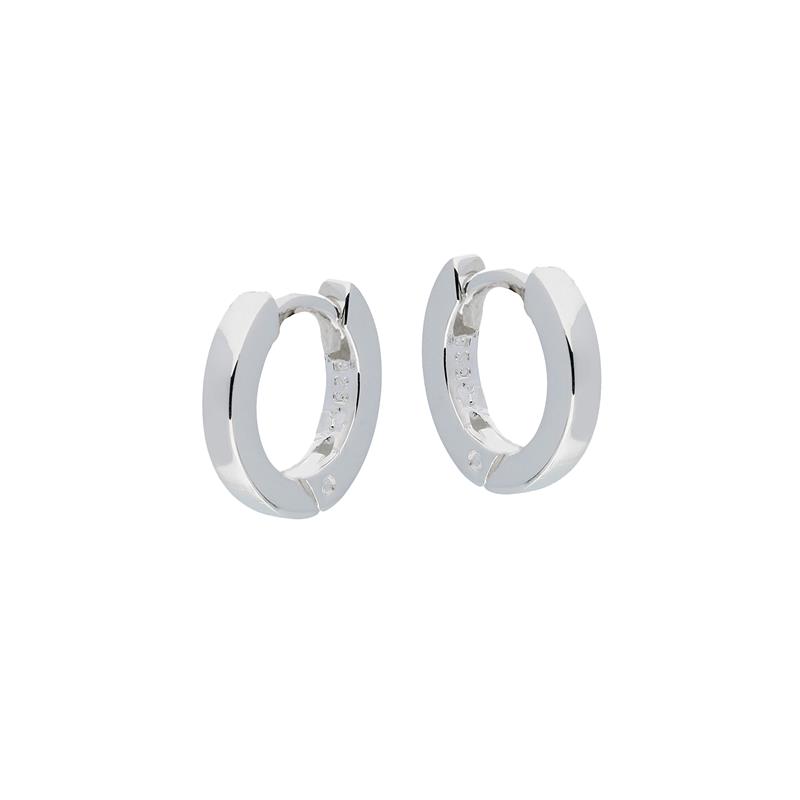 Zilver Gerhodineerde Klapoorringen met Vierkante Buis 12mm x 2mm