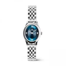 Daniel Wellington dames horloge "Ophelia mini" , stalen band en kast, blauwe ovale wijzerplaat
