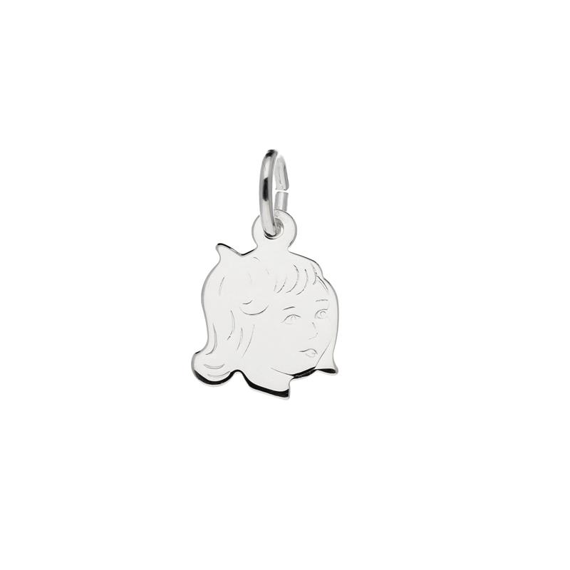Zilver Hanger/Bedel Kinderkopje Meisje