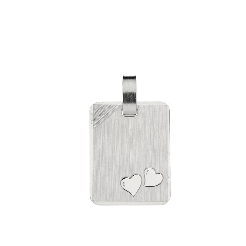 Zilver Gerhodineerde Graveerhanger met Hartjes
