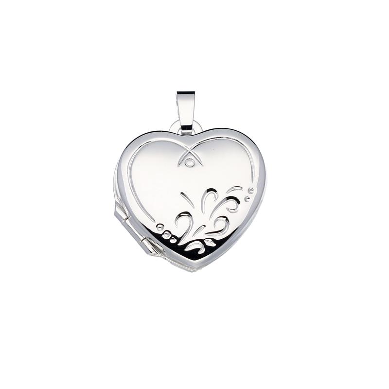 Zilver Medaillon Hartje met Bloemmotief 