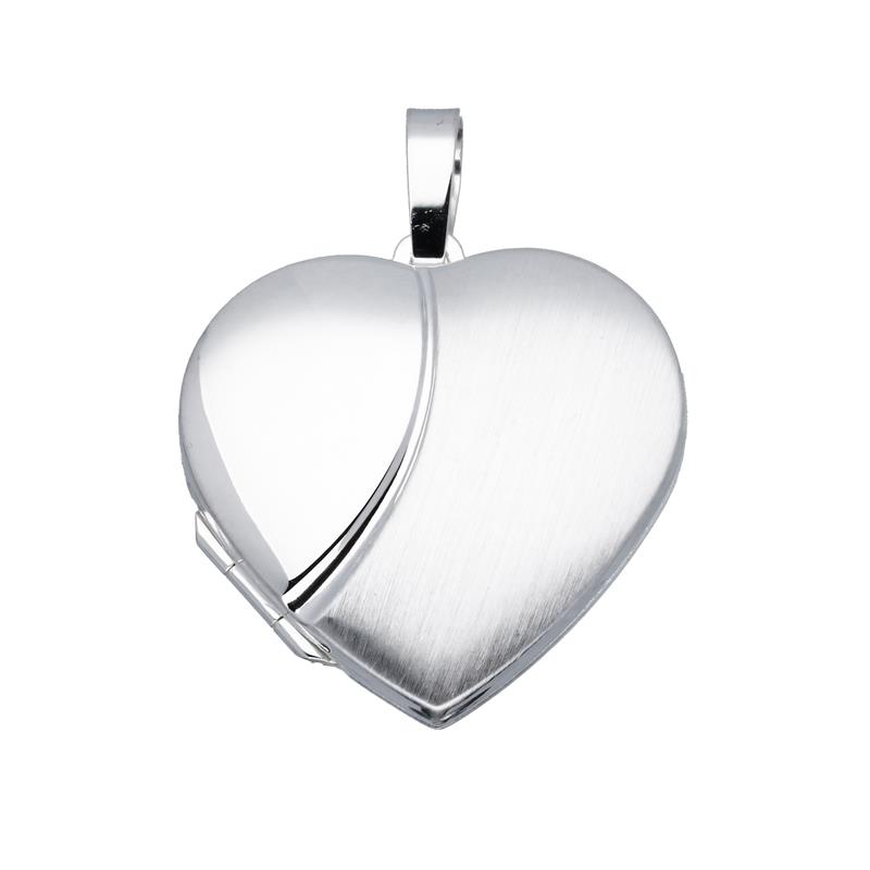 Zilveren Medaillon Hart Poly/Mat
