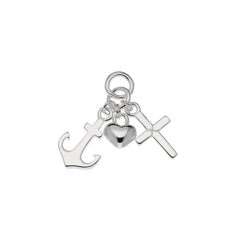Zilver Gerhodineerde Hanger/Bedel met Geloof, Hoop en Liefde