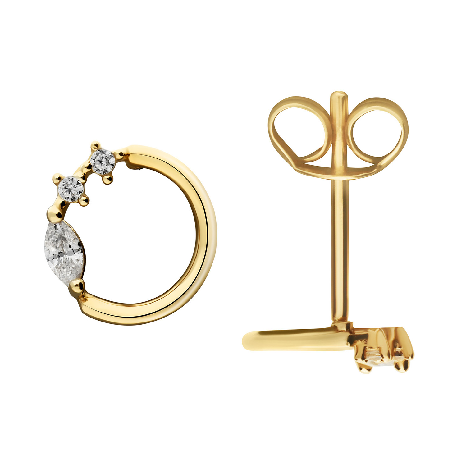 Gouden oorsteker 14krt cirkel zirkonia 206.1404.00