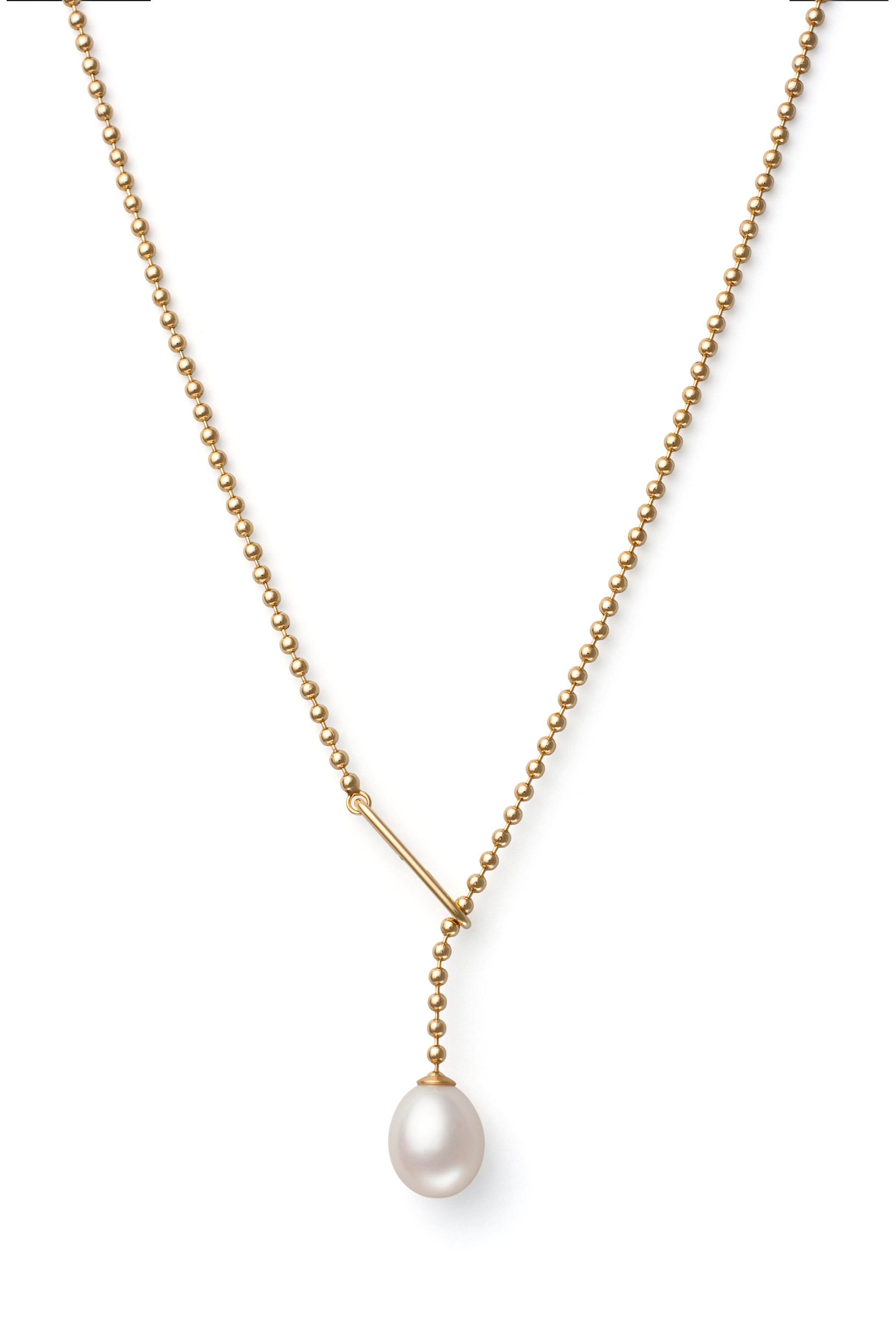 Een zilver verguld collier Eva Strepp model Scala met een zoetwater druppel parel.