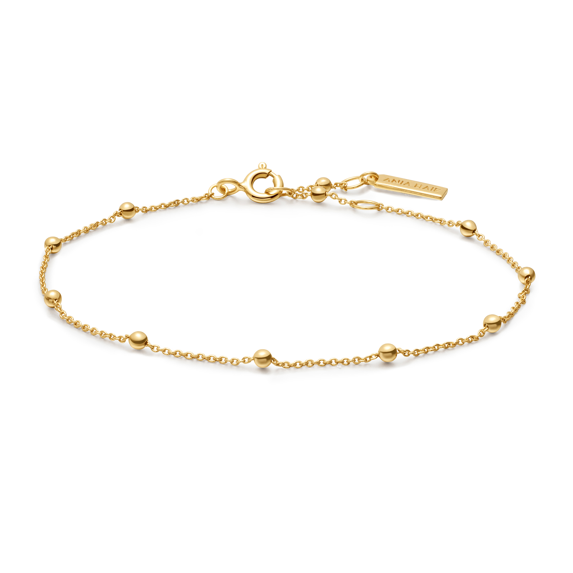 Maak van onze 14kt vergulde orb armband je must-have voor het nieuwe seizoen. Stapel hem op met andere armbanden en je zult je dagelijkse outfits zeker verbeteren.

HET MERK
Geïnspireerd door de laatste fashion trends is Ania Haie het toonaangevende sieradenmerk voor hoogkwalitatieve maar ook betaalbare zilveren sieraden, zonder op de kwaliteit in te leveren. Iedere collectie is gebaseerd op de laatste catwalktrends, waardoor Ania Haie snel tot hét sieradenmerk voor stijlbewuste consumenten is verkozen. Elk sieraad wordt ontworpen om te combineren met andere sieraden waardoor je je eigen look kunt creëren. Maar ook zijn Ania Haie sieraden opvallend genoeg om op zichzelf te dragen.

SPECIFICATIES
- Ania Haie
- Armband
- 925 zilver met gold/ rhodium plating
- Lengte 18,5cm
- AH B060-01G