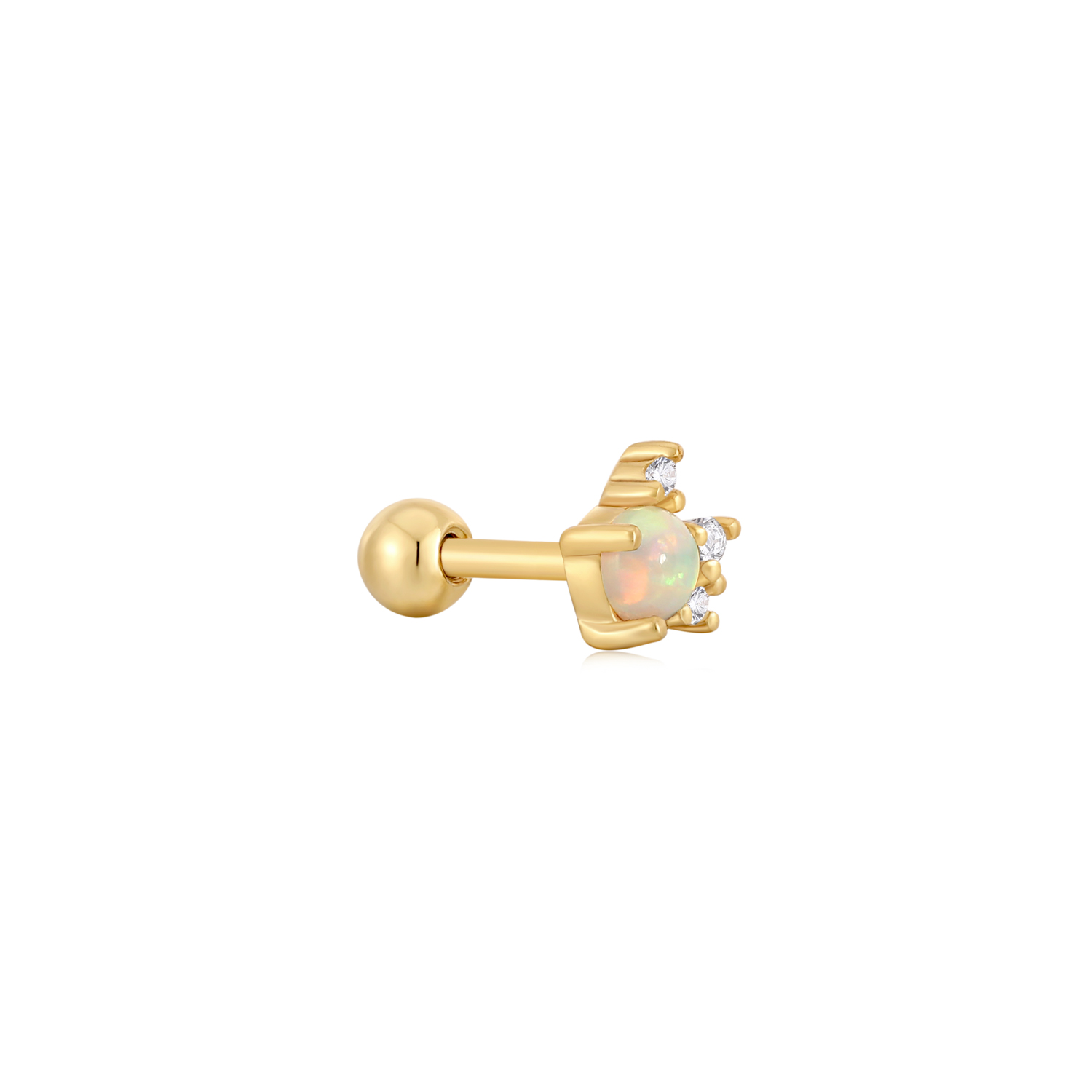 Voeg dit seizoen een mooie glans toe aan je dagelijkse look met deze sprankelende single oorsteker. Gecombineerd met een prachtige opaal edelsteen en zirkonia's voor de perfecte schittering. Voeg de jouwe toe aan een rij klassieke studs of brede oorringen.

HET MERK
GeÃ¯nspireerd door de laatste fashion trends is Ania Haie het toonaangevende sieradenmerk voor hoogkwalitatieve maar ook betaalbare zilveren sieraden, zonder op de kwaliteit in te leveren. Iedere collectie is gebaseerd op de laatste catwalktrends, waardoor Ania Haie snel tot hÃ©t sieradenmerk voor stijlbewuste consumenten is verkozen. Elk sieraad wordt ontworpen om te combineren met andere sieraden waardoor je je eigen look kunt creÃ«ren. Maar ook zijn Ania Haie sieraden opvallend genoeg om op zichzelf te dragen. 

SPECIFICATIES
- Gold Kyoto Opal Sparkle Crown Barbell Single Earring
- Single oorsteker
- 925 zilver met gold plating
- 4,5mm
- AH E047-05G