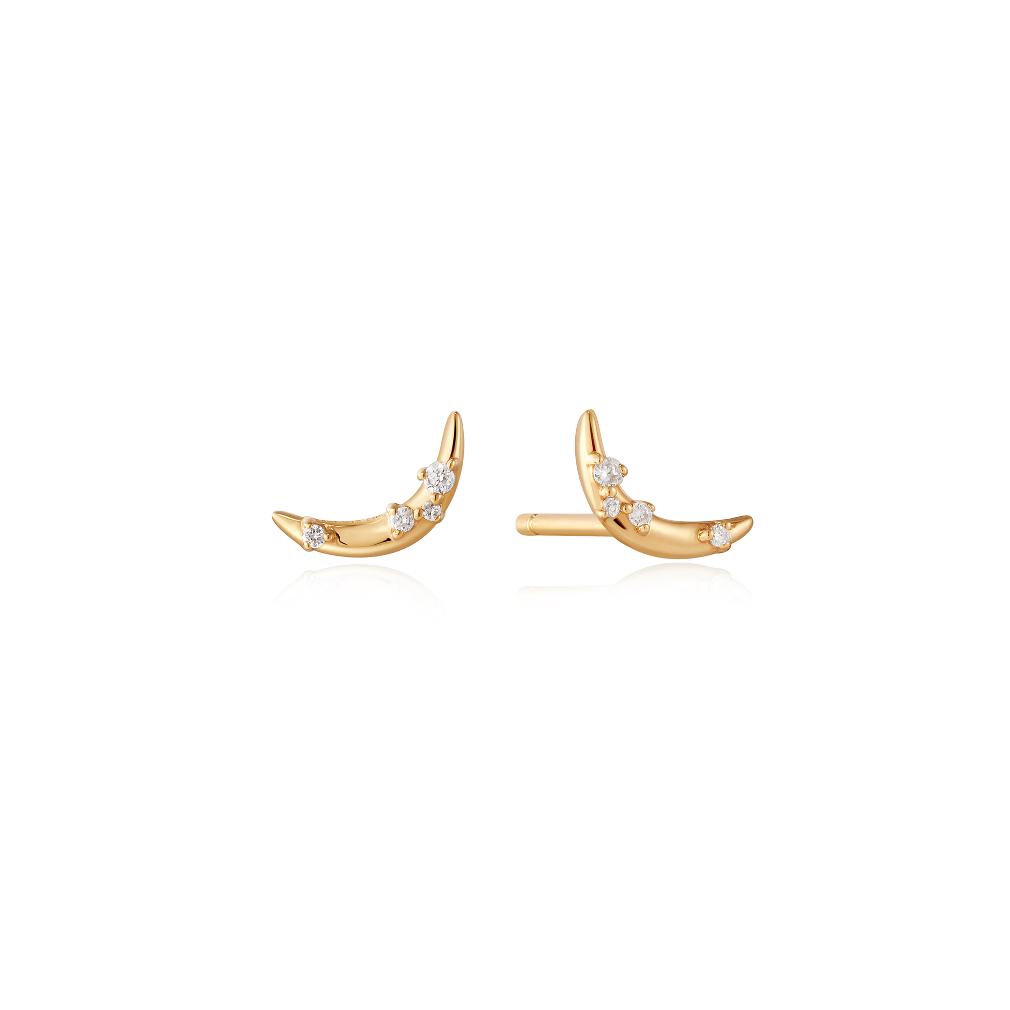Geelgouden oorstekers met diamant.