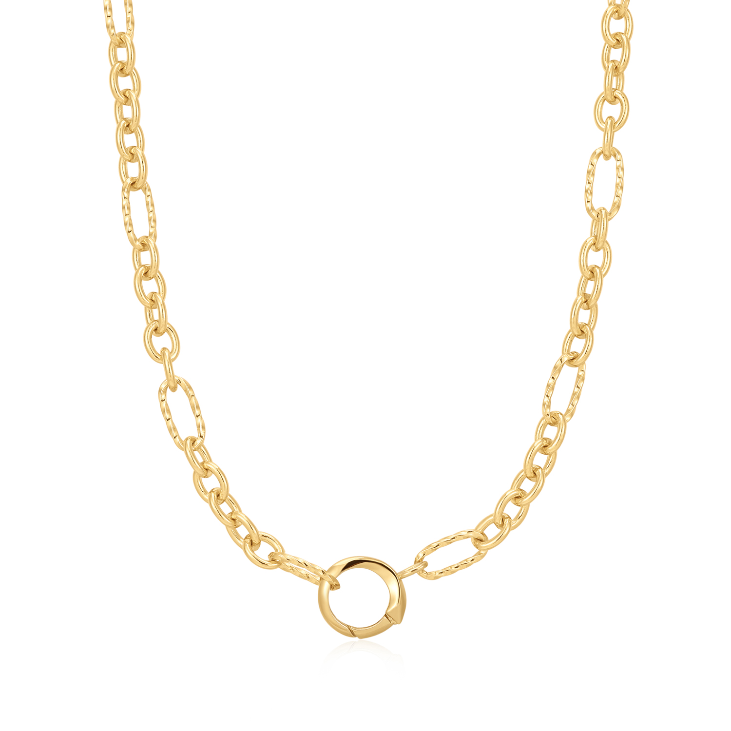 Productbeschrijving 
Deze unieke ketting combineert mini schakels met gedraaide schakels gemaakt van 925 sterling zilver met een 14 karaat gouden plating. De ketting is afgewerkt met een connector aan de voorkant waarmee je bedels kunt toevoegen. Je hoeft alleen maar de connector te openen en je favoriete bedels eraan te hangen voor een unieke look.

Het Merk
GeÃ¯nspireerd door de laatste fashion trends is Ania Haie het toonaangevende sieradenmerk voor hoogkwalitatieve maar ook betaalbare zilveren sieraden, zonder op de kwaliteit in te leveren. Iedere collectie is gebaseerd op de laatste catwalktrends, waardoor Ania Haie snel tot hÃ©t sieradenmerk voor stijlbewuste consumenten is verkozen. Elk sieraad wordt ontworpen om te combineren met andere sieraden waardoor je je eigen look kunt creÃ«ren. Maar ook zijn Ania Haie sieraden opvallend genoeg om op zichzelf te dragen.

How It All Started
Met een passie voor kwalitatieve sieraden met stijl Ã©n het besef dat de mode bewuste vrouw niet wil inleveren op kwaliteit is Ania Haie geboren. De Ania Haie oprichters zagen later dat de moderne vrouw van vandaag graag sieraden combineert en layered om haar individualiteit te omarmen, de kans werd aangegrepen en de droom werd werkelijkheid.

Volg ons ook op social media
Wil jij op de hoogte blijven van nieuwe collecties, toffe combinaties en de laatste sieraden trends? Hou ons dan ook in de gaten op social media. Daarnaast inspireren wij jou dagelijks met verschillende looks en mix & match combinaties! Deel gerust jouw eigen unieke Ania Haie look door de hashtag #aniahaiexme te gebruiken. Wie weet wordt jouw look gerepost op Ã©Ã©n van onze kanalen!
Je kunt ons volgen op Facebook en Instagram.