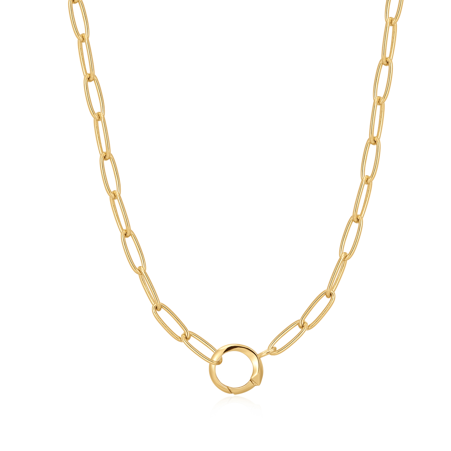 Productbeschrijving 
Deze schakelketting is gemaakt van 925 sterling zilver met een 14 karaat gouden plating en is perfect om te layeren met andere kettingen. De ketting is afgewerkt met een connector aan de voorkant waarmee je bedels kunt toevoegen. Je hoeft alleen maar de connector te openen en je favoriete bedels eraan te hangen voor een unieke look.

Het Merk
GeÃ¯nspireerd door de laatste fashion trends is Ania Haie het toonaangevende sieradenmerk voor hoogkwalitatieve maar ook betaalbare zilveren sieraden, zonder op de kwaliteit in te leveren. Iedere collectie is gebaseerd op de laatste catwalktrends, waardoor Ania Haie snel tot hÃ©t sieradenmerk voor stijlbewuste consumenten is verkozen. Elk sieraad wordt ontworpen om te combineren met andere sieraden waardoor je je eigen look kunt creÃ«ren. Maar ook zijn Ania Haie sieraden opvallend genoeg om op zichzelf te dragen.

How It All Started
Met een passie voor kwalitatieve sieraden met stijl Ã©n het besef dat de mode bewuste vrouw niet wil inleveren op kwaliteit is Ania Haie geboren. De Ania Haie oprichters zagen later dat de moderne vrouw van vandaag graag sieraden combineert en layered om haar individualiteit te omarmen, de kans werd aangegrepen en de droom werd werkelijkheid.

Volg ons ook op social media
Wil jij op de hoogte blijven van nieuwe collecties, toffe combinaties en de laatste sieraden trends? Hou ons dan ook in de gaten op social media. Daarnaast inspireren wij jou dagelijks met verschillende looks en mix & match combinaties! Deel gerust jouw eigen unieke Ania Haie look door de hashtag #aniahaiexme te gebruiken. Wie weet wordt jouw look gerepost op Ã©Ã©n van onze kanalen!
Je kunt ons volgen op Facebook en Instagram.
