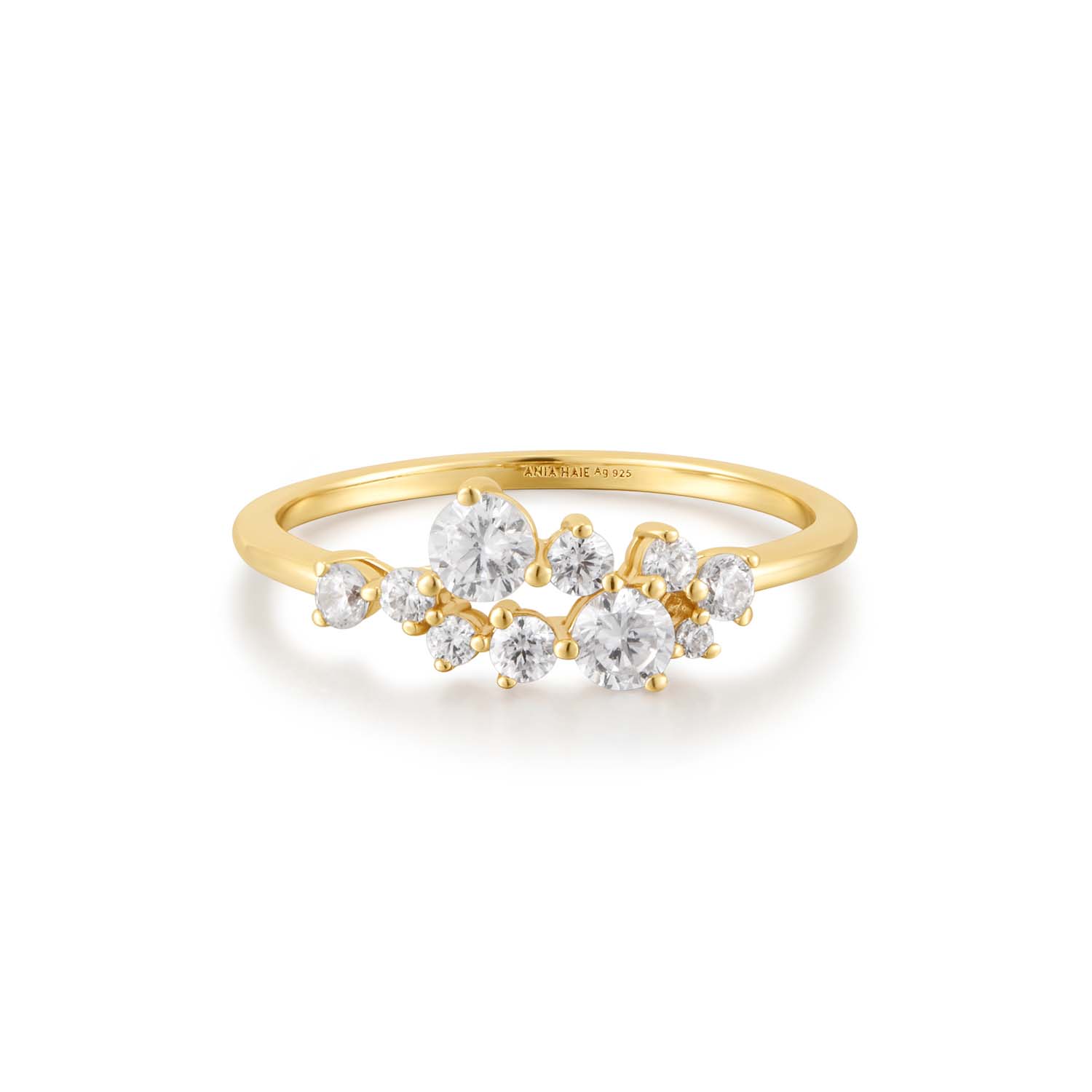 R058-02G Ania Haie gold flower cluster pavé ring | maat 52 | zilver verguld