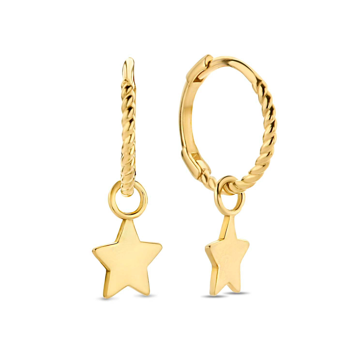 Star Earrings
Hoe leuk zijn de Star Earrings van Jackie? Gemaakt van 14K goud en een vrolijke toevoeging aan je oorbellencollectie.

Fijne 14 karaats sieraden, waarbij layering en stacking centraal staan: Jackie! Elk ontwerp is tijdloos en verfijnd, handgemaakt met echt vakmanschap. Voor de collectie van Jackie heb ik mij laten inspireren door vrouwen in de meest bruisende steden van de wereld. Voor sieraden is slechts één regel van toepassing: ‘more=more’. Creëer de mooiste combinaties! Drie colliers, twee armbanden en zes ringen aan één hand, zijn geen uitzondering.

Specificaties
- Oorringen met hanger
- Materiaal: 14 Karaat - Geelgoud - 585
- Diameter oorring: 10mm
- Afmeting hanger: 6,5 x 6,5mm
- Artikelnummer: JKE21.102
