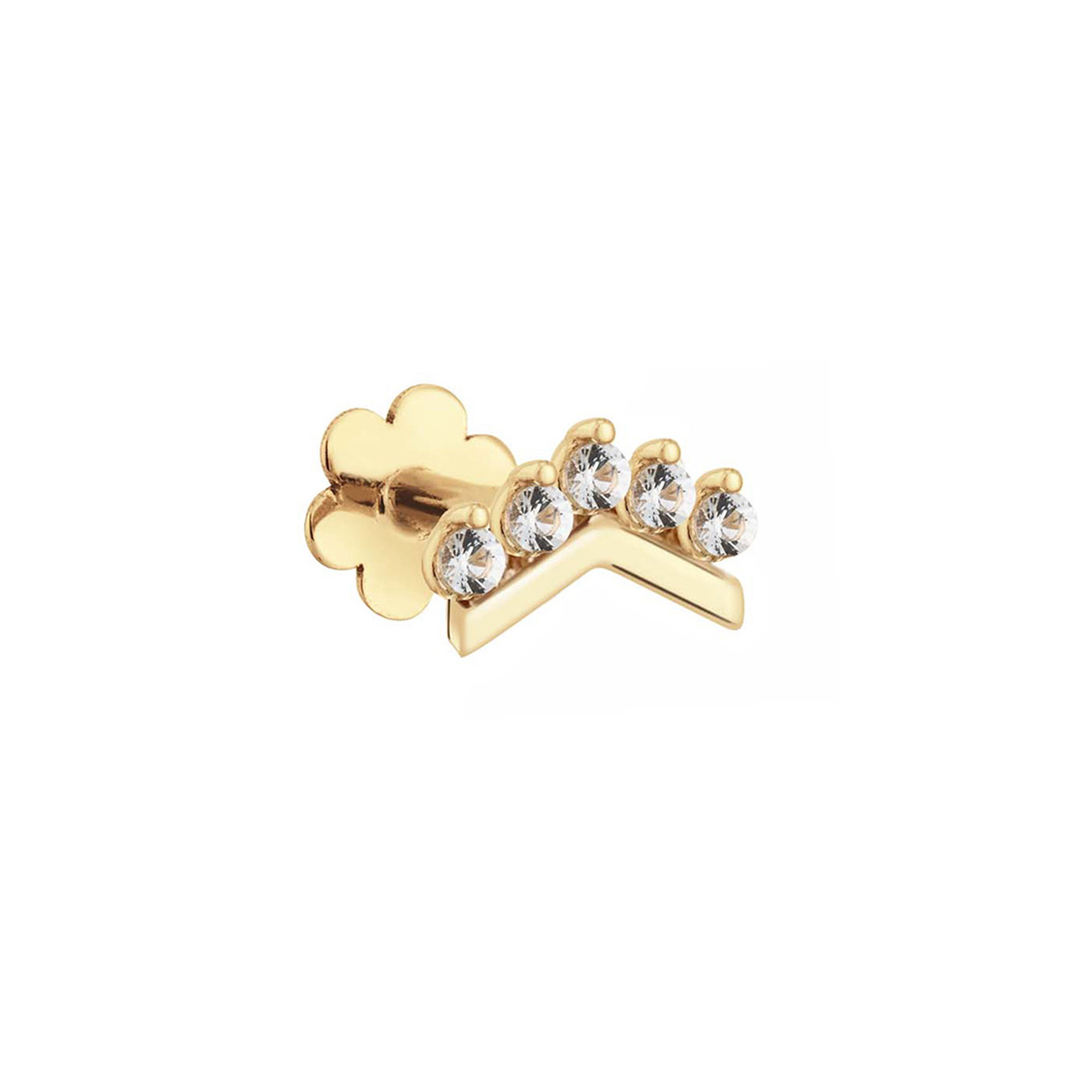 Dit is een van mijn favoriete piercings. De white topaz piercing met een licht knikje in het staafje. De piercing is verder voorzien van 5 witte topaz steentjes en mijn bekende bloemachterkantje.

Venetian Diary Als je aan een betoverende stad denkt, waar je kunt verdwalen in smalle straatjes en waar gondels je meenemen langs de mooiste gebouwen en architectuur. Waar op iedere hoek iemand spontaan in een serenade kan uitbarsten. Aan welke stad denk je dan? Juist, het Italiaanse Venetië. Mysterieus, betoverend en romantisch. Een stad met elegante grachten, prachtige pleinen en kleurrijke mensen. Een stad waar ik mijn hart aan heb verloren. 

Het merk
Jackie is hét 14 karaat gouden on trend sieradenmerk. De collecties zijn geïnspireerd op de reizen die ik maak, van stedentrips tot exotische oorden. Elk gouden sieraad is helemaal van nu, handgemaakt door Europese goudsmeden en vervaardigd van overwegend gerecycled goud met echte edelstenen en zoetwaterparels. Elke collectie is dan ook met veel liefde en passie samengesteld. Mijn Jackie sieraden zijn de perfecte finishing touch voor iedere outfit!

Specificaties
- Piercing
- Materiaal: 14 Karaat - Geelgoud - 585
- Rianbow
- Totale lengte: 1cm