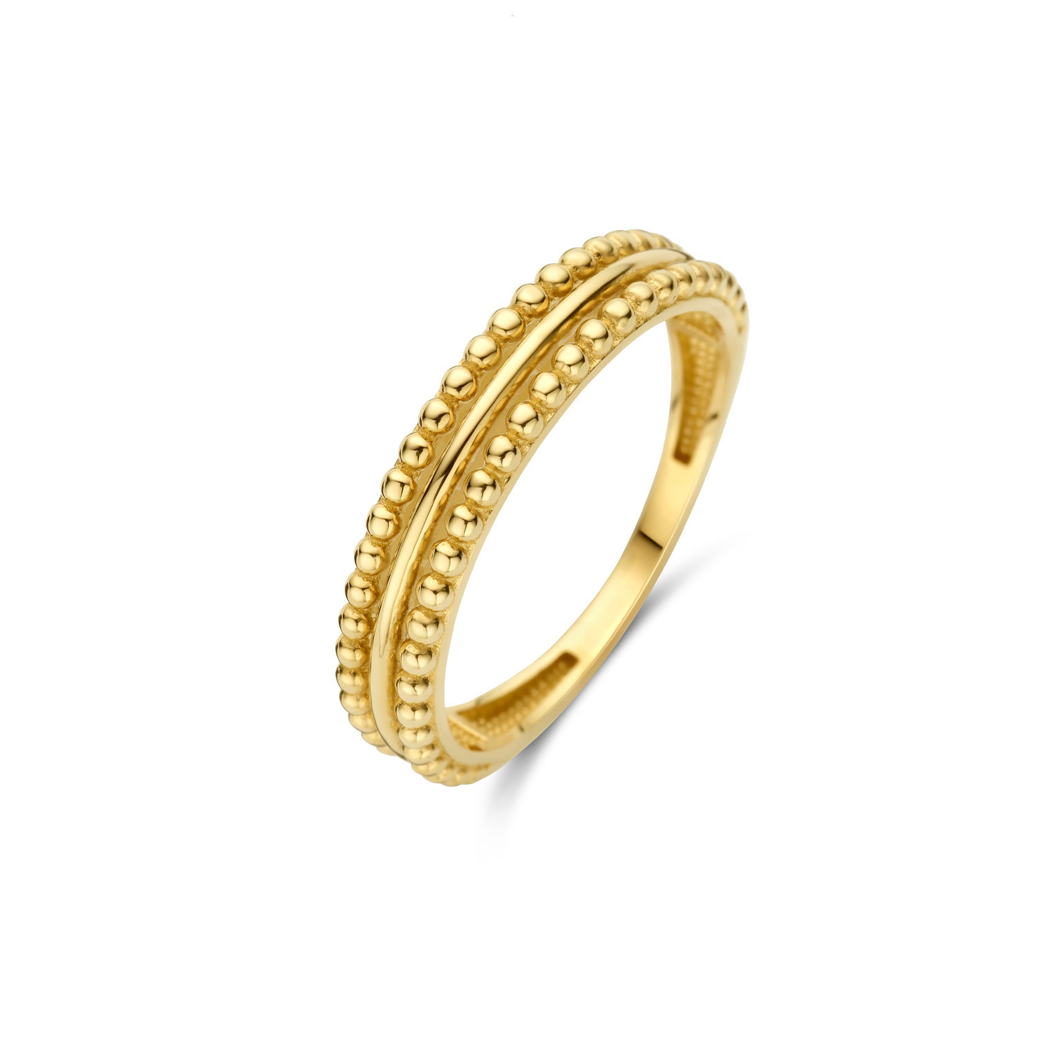 Crown Ring 
Verbintenis alom met deze 14K gouden Crown Ring. De ring is aan de bovenkant opengewerkt met 3 fijne banden. De middelste band is glad en wordt omringt door 2 parelringen. Het chique uiterlijk van een koninklijke kroon. Mooi te combineren met de andere sieraden van Jackie voor een trendy look!

Treasures of London
Londen is de stad van biscuits and tea, rode dubbeldekkers en telefooncellen, zwarte taxi’s en natuurlijk de iconische bezienswaardigheden zoals Big Ben, Tower Bridge en Buckingham Palace. De bruisende metropool aan de oevers van de Theems is de inspiratie geweest voor Jackie’s nieuwste 14 karaat gouden sieradencollectie. Tijdens haar reis naar London heeft Jackie genoten van geschiedenis, cultuur en tradities. Dit vind je terug in de nieuwe collectie ‘Treasures of London’!  

Specificaties
- Ring maat 52
- Materiaal: 14 Karaat - Geelgoud - 585
- Fantasie vorm 5mm
- Artikelnummer: JKR23.360