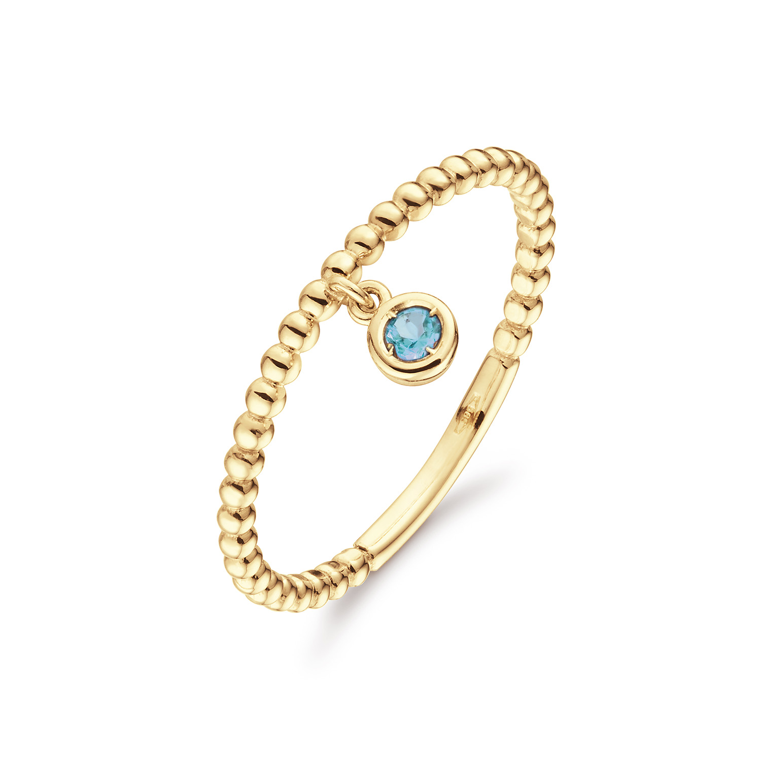 De 14 karaat gouden Dangling London Blue Topaz ring is een bubbel ring met een hangende Londen blauwe topaas. Combineer met de Triple London Blue Topaz ring en ga voor de ultieme Jackie ringstack!

Tropical Paradise
Dat Jackie van reizen houdt is geen geheim. Voor haar 14 karaat gouden sieradencollectie heeft zij zich deze keer laten inspireren door de tropen.
Haar Tropical Paradise collectie biedt een mix van elegantie en avontuur. Voel de zon schijnen waar je ook bent!

Weelderige jungles, azuurblauwe oceanen en de schittering van de zon op witte zandstranden: de ontwerpen met edelstenen zijn een weerspiegeling van Jackie’s mooiste herinneringen. Of het een dag op kantoor is of een avondje uit, deze sieraden voegen een vleugje exotische allure toe aan elke gelegenheid.

Het merk
Jackie is hét 14 karaat gouden on trend sieradenmerk. De collecties zijn geïnspireerd op de reizen die ik maak, van stedentrips tot exotische oorden. Elk gouden sieraad is helemaal van nu, handgemaakt door Europese goudsmeden en vervaardigd van overwegend gerecycled goud met echte edelstenen en zoetwaterparels. Elke collectie is dan ook met veel liefde en passie samengesteld. Mijn Jackie sieraden zijn de perfecte finishing touch voor iedere outfit!

Specificaties
- Ring 56
- Materiaal: 14 Karaat - Geelgoud - 585
- Blauw topaas