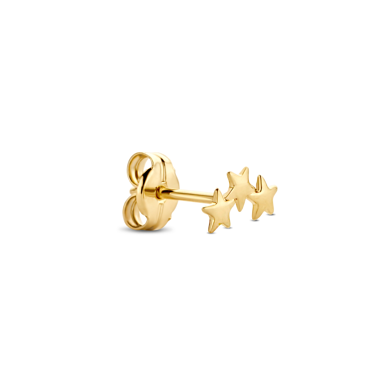 Triple Single Star Stud 
De Triple Single Star Stud kan je eindeloos combineren met andere oorbellen! Gemaakt van 14K goud en een mooie toevoeging aan je sieradencollectie.

Fijne 14 karaats sieraden, waarbij layering en stacking centraal staan: Jackie! Elk ontwerp is tijdloos en verfijnd, handgemaakt met echt vakmanschap. Voor de collectie van Jackie heb ik mij laten inspireren door vrouwen in de meest bruisende steden van de wereld. Voor sieraden is slechts één regel van toepassing: ‘more=more’. Creëer de mooiste combinaties! Drie colliers, twee armbanden en zes ringen aan één hand, zijn geen uitzondering.

Specificaties
- Enkele oorsteker
- Materiaal: 14 Karaat - Geelgoud - 585
- Afmeting: 7 x 7mm
- Artikelnummer: JKS20.004