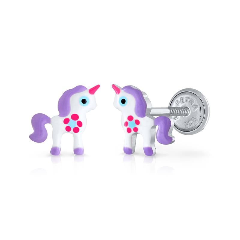 Eenhoorns behoren tot de populairste kinderoorbellen van deze tijd, en wij snappen helemaal waarom! Deze schattige variant van Lapetra is uitgevoerd met paars en wit emaille. De oorknopjes zijn voorzien van een handige schroefsluiting. Hierdoor verlies je de oorknopjes niet en zijn ze comfortabel met dragen. Ideaal toch?
