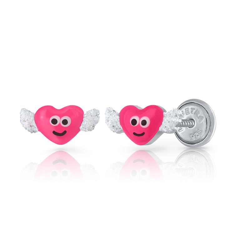 Deze lieve oorknopjes van Lapetra toveren meteen een lach op je gezicht! De oorknopjes bestaan uit roze met wit emaille. Het schattige gezichtje en de vleugels maken deze schattige hartjes oorknopjes helemaal af. Stralen deze hartjes binnenkort in jouw oren? 

Lapetra kindersieraden
Lapetra is het nieuwste handgemaakte, zilver gerhodineerde sieradenmerk voor jonge meiden. De opvallende oorknopjes met unieke designs zijn voorzien van een schroefsluiting; deze draait stevig vast. Hierdoor verliezen ze de oorknopjes niet en kunnen ze deze zelfs comfortabel inhouden bij het slapen. Bij alle sieraden ontvang je een metalen blikje: een feestje om te geven én te krijgen!