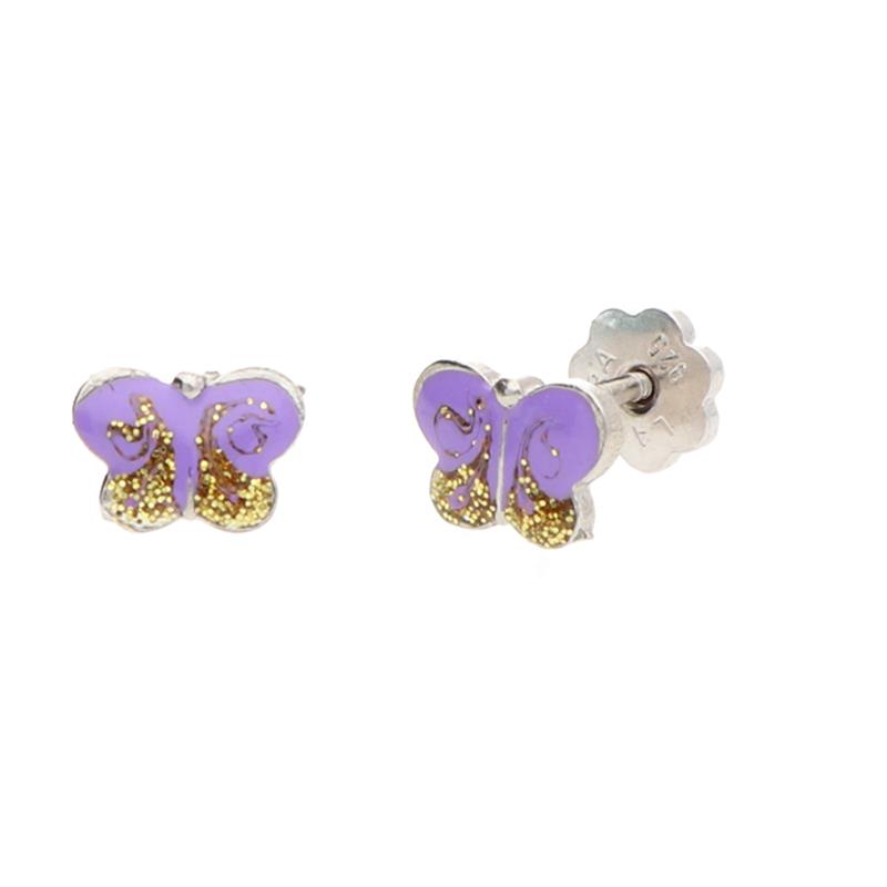 Wat glittert daar zo in de lucht? Het zijn deze mooie paarse vlinders met gouden glitters van Lapetra! De oorknopjes zijn gemaakt van 925 sterling zilver en emaille. Door de handige schroefsluiting kan je ze zelfs met slapen inhouden.

Lapetra kindersieraden
Lapetra is het nieuwste handgemaakte, zilver gerhodineerde sieradenmerk voor jonge meiden. De opvallende oorknopjes met unieke designs zijn voorzien van een schroefsluiting; deze draait stevig vast. Hierdoor verliezen ze de oorknopjes niet en kunnen ze deze zelfs comfortabel inhouden bij het slapen. Bij alle sieraden ontvang je een metalen blikje: een feestje om te geven én te krijgen!

Specificaties
  - LPOS0061
  - oorknopjes
  - 925 sterling zilver
  - Afmeting: 0,5 x 0,8 cm
