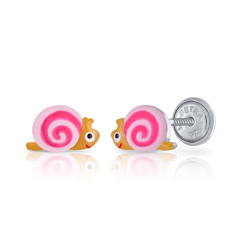Met deze vrolijke oorknopjes in je oor ben je nooit alleen! De 925 sterling zilveren slakken hebben een roze huisje en een lach op hun gezicht. Super schattig toch? Uniek aan deze oorknopjes is de handige schroefsluiting. Hierdoor zijn de oorbellen comfortabel met dragen en kan je ze zelfs met slapen inhouden.