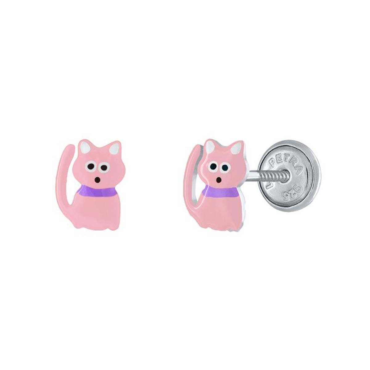 Deze katjes kijken je vol liefde aan! Het zijn oorknopjes waar je helemaal blij en gelukkig van wordt. Ze zijn gemaakt van 925 sterling zilver en gekleurd emaille. Handig aan de oorknopjes is de schroefsluiting. Zo verlies je ze niet en heb je er nog langer plezier van.