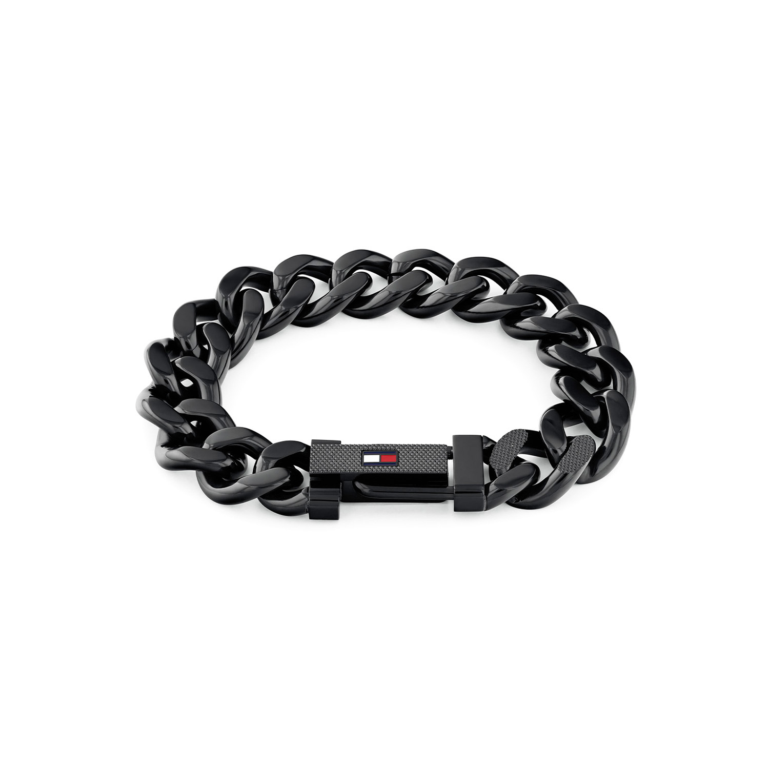 Tommy Hilfiger Jewels TJ2790639 Armband Heren Staal 19,5-20-20,5cm
Deze armband van Tommy Hilfiger uit de jewelry serie Wild met nr: TJ2790639 is een opvallend model. De stalen zwarte heren armband heeft grove gourmet schakels met een opvallende verstelbare sluiting. Op de sluiting is in het relief het Tommy vlaggetje van emaille goed zichtbaar. De armband heeft een lengte van ong. 19cm. Ook leuk te combineren met andere armbanden en sieraden van Tommy Hilfiger.

Het merk:
Tommy Hilfiger is wereldwijd één van de grootste designer lifestyle merken en is internationaal bekend om haar classic American cool stijl. De sieraden zijn voor dames en heren met een eigen stijl, die niet bang zijn om dit aan de wereld te laten zien.

Specificaties:
- Schakelarmband
- Materiaal: Goudkleurig taal
- Lengte 19cm
- Heren sieraad
