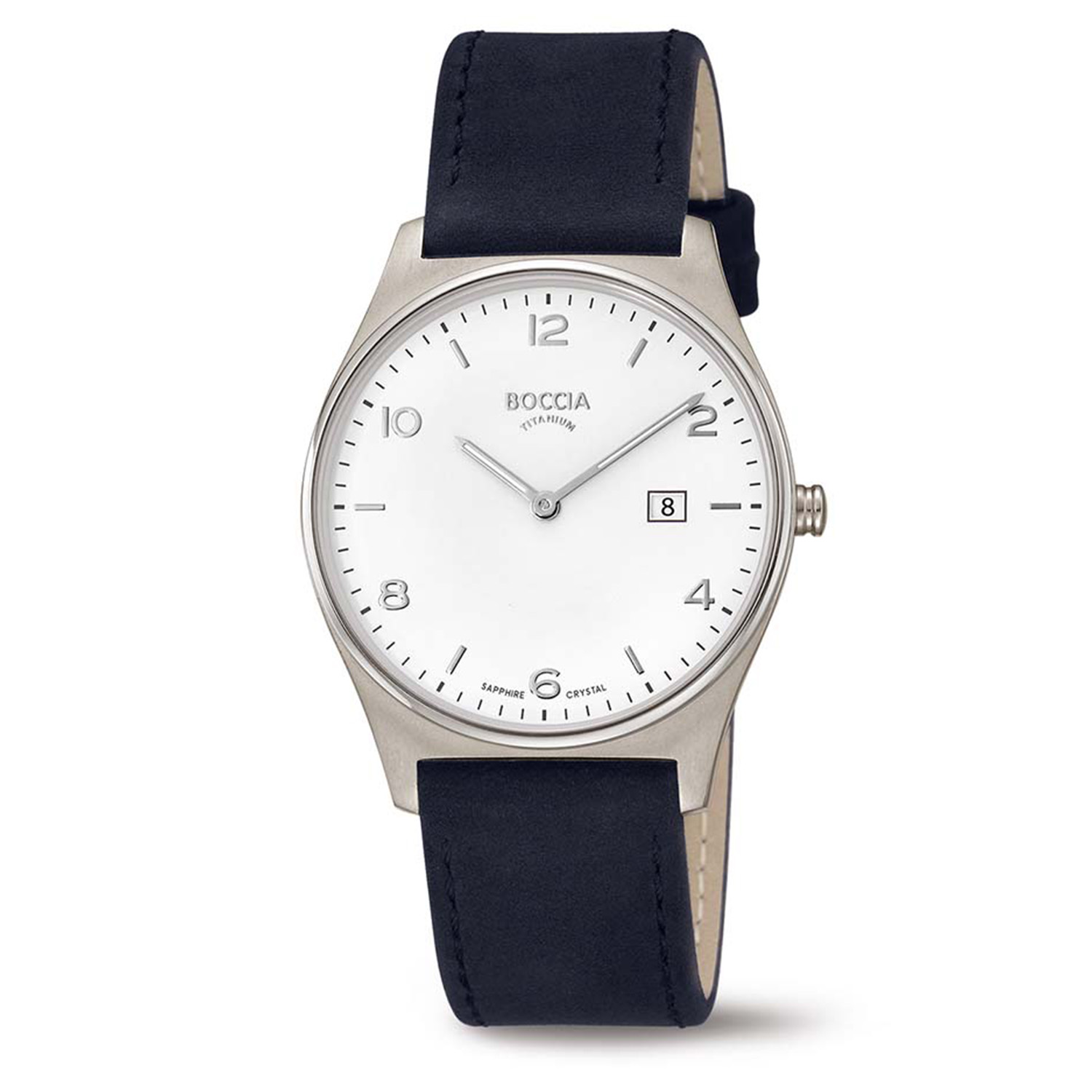 Boccia herenhorloge zwart lederenband