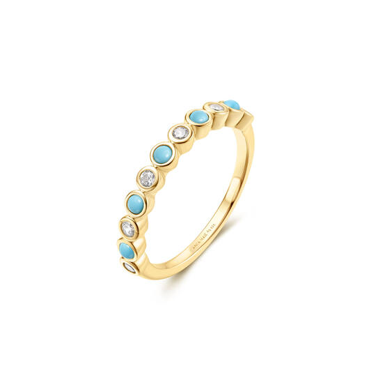 CHILL VOYAGER - RINGEN MET STEEN - ZILVER / 14KT GP - TURKOOIS