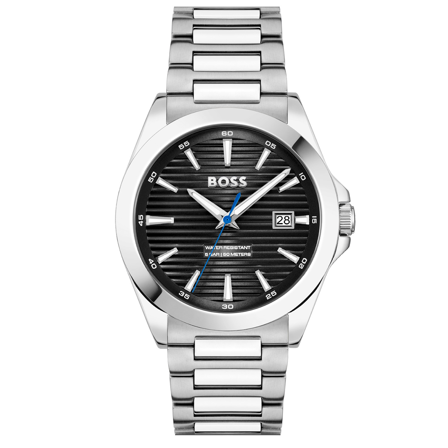 Dit BOSS horloge behoort tot de Strike collectie.
Referentienummer: HB1514170 

Dit BOSS horloge heeft een luxe sportieve uitstraling. Zeer geschikt voor de moderne stijlvolle man van nu. Het herenhorloge valt op door zijn stalen horlogekast met een gladde bezel en een zwarte gelijnde sunray wijzerplaat met een datum. Opvallend zijn de wijzers en uurstrepen die met lumibrite zijn ingelegd. Aan de kast zit een stalen mat glanzende schakelband met een vouwsluiting. Het horloge heeft een doorsnee van 41mm met een mineraalglas en is 5ATM. 
