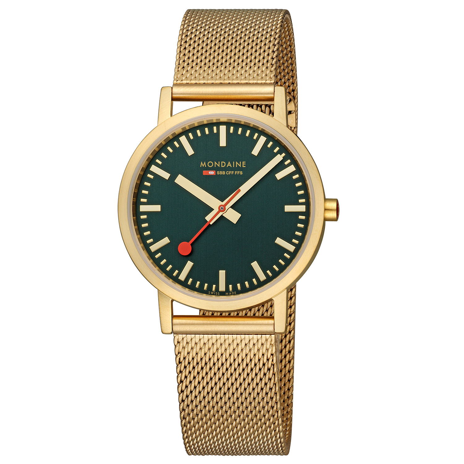 Mondaine M660.30314.60SBM Horloge - Milanees - Groen - 36mm