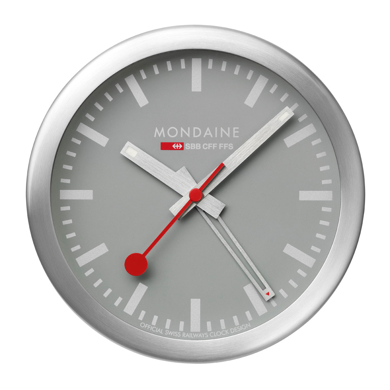 mondaine miniklok 12.5cm mat-grijs-aluminium