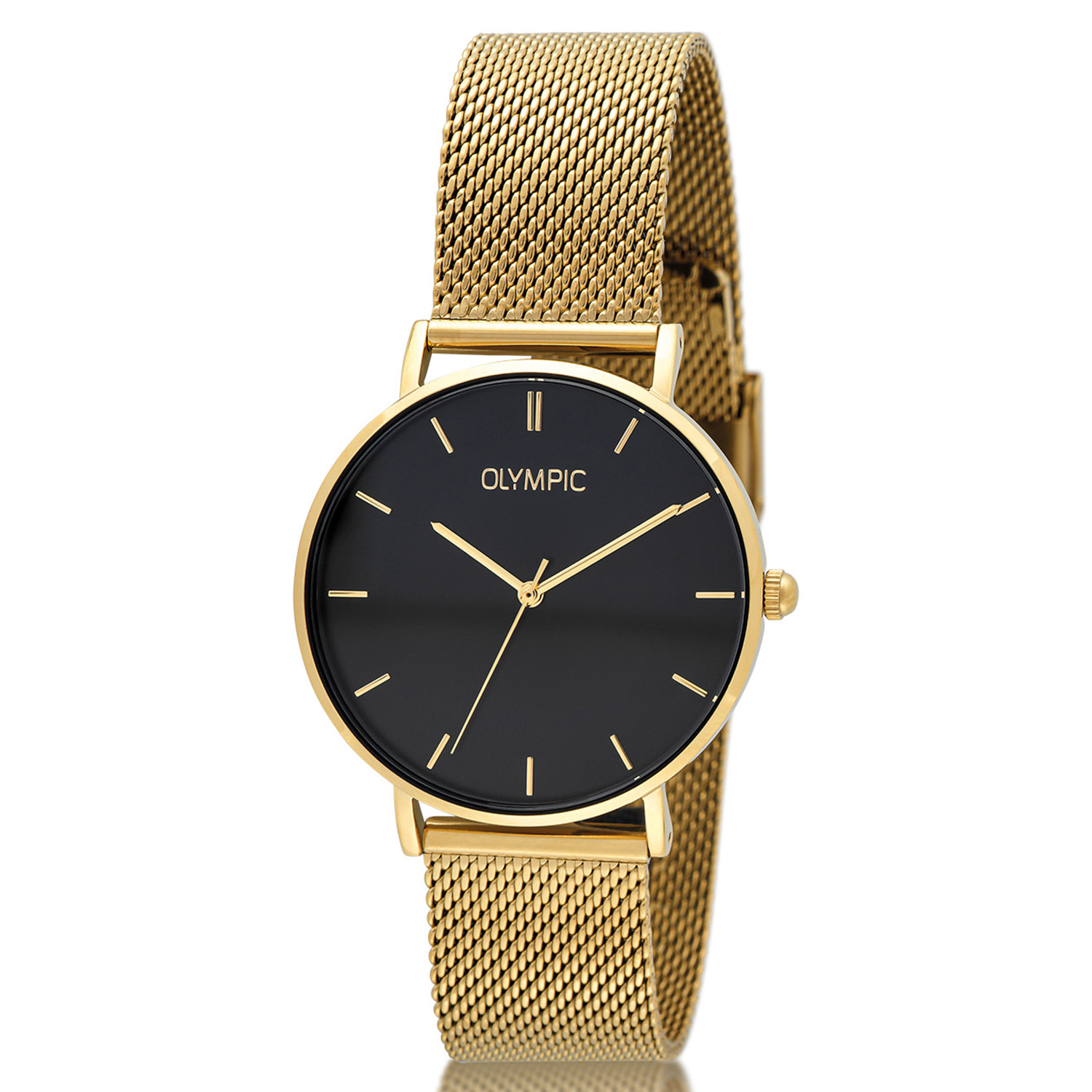Olympic OL66DDD008 SAM Horloge - Staal -Double - Zwart- Milanees - 36mm 
Dit unieke Olympic horloge met artikelnummer: OL66DDD008 is een stijlvol klassiek dameshorloge. De stalen goudkleurige kast heeft een gladde bezel en een zwarte wijzerplaat. De uursaanduiding is verfijnd door de strakke wijzers en de dunne streepjes op de uren. Dit geeft het horloge een chique uiterlijk. Aan de goudkleurige stalen kast zit een fijne goudkleurige milanese band met een druksluiting. Het horloge heeft een mineraalglas, een doorsnee van 36mm en is 5ATM.

Waterdichtheid 10ATM
Dit horloge is bestand tegen water bij het zwemmen en douchen. Dit horloge is niet bestand tegen (grote) waterdruk dus je kunt er niet mee duiken.
Waterdichtheid  5ATM
Dit horloge is regen en spatwaterdicht. Niet geschikt om mee te zwemmen en douchen.
Waterdichtheid 3ATM
Dit horloge is spatwaterdicht. Niet geschikt om mee te zwemmen en douchen.

Het merk:
Een mooi horloge hoeft niet duur te zijn! Het Nederlandse horlogemerk Olympic levert stoere chronografen, slimline series, digitale uurwerken en elegante dameshorloges. De prijs-kwaliteitverhouding staat bij Olympic hoog in het vaandel met prijzen die uiteenlopen van € 34,95 tot en met € 159,00.

100% Nederlands ontwerp, waterdicht en standaard 3 jaar fabrieksgarantie.

Specificaties:
- Ronde kast Ø 36mm
- Stalen horlogekast
- Zwarte wijzerplaat
- Goudkleurige milanese band
- 5ATM 
- Standaard 3 jaar fabrieksgarantie
- Mineraalglas