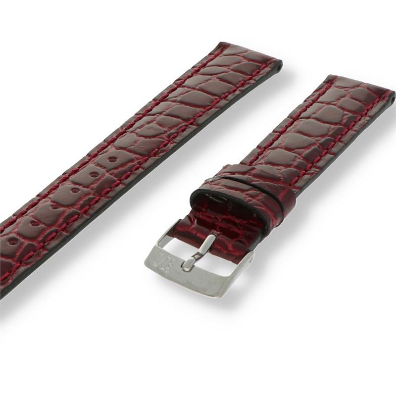 Dit Morellato Horlogeband Liverpool is gemaakt van echt kalfsleer met een prachtige croco print in bordeaux rood. Het bandje heeft een breedte van 12mm en past perfect bij diverse horloges. Draag dit bandje om jouw pols voor een chique en trendy uitstraling. Combineer het met een bijpassend horloge voor de ultieme look!