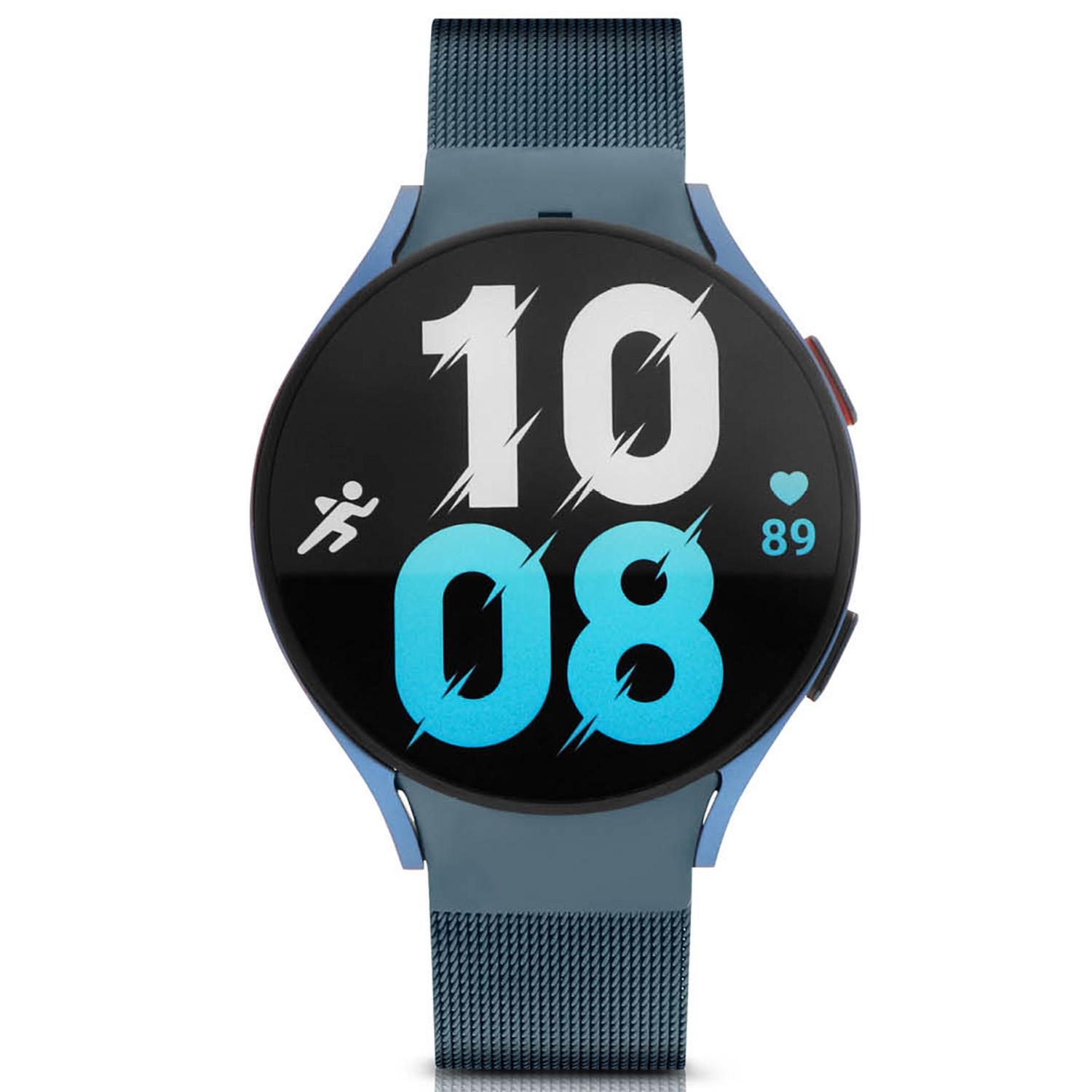 Samsung Galaxy Watch5 SA.R910BLM Smartwatch Blue Milanees 44mm 
De Galaxy Watch combineert de uitstraling van een luxe horloge met de geavanceerde functies van de SAMSUNG smartwatches. Deze unieke horloges zijn uitgerust met verwisselbare horlogebanden: een speciaal ontworpen Stainless steel milanese,- en een siliconen horlogeband, allebei blauw kleurig. De Galaxy Watch5 is een smartwatch met Wear OS van SAMSUNG en biedt toegang tot je favoriete apps en dat allemaal om je pols. De Galaxy Watch is niet alleen zeer stijlvol, maar ook gebruiksvriendelijk. Om door apps, berichten en tekst te bladeren hoeft er alleen maar aan de roterende ring gedraaid te worden. De Galaxy Watch is stof- en spatwaterdicht en 5 ATM gecertificeerd, waardoor er ook mee gezwommen kan worden. De extra features, zoals het kompas, de bioactive-sensor, GPS-routebepaling maken de Galaxy Watch5 nog completer.

De Galaxy Watch heeft een Always On-display, waardoor je geen knop in te drukken om de tijd weer te geven. Het AMOLED-display kan ingesteld worden op een continue tijdsweergave, zodat dag en nacht te zien is hoe laat het is.

Highlights:
- Geschikt voor Android  
- De Galaxy Watch5 heeft een IP68-certificering. Het horloge is 5 ATM
- Dankzij de ingebouwde speaker en microfoon, kan er ook gebeld worden met het horloge
- Ontvang alle berichten van je telefoon op je horloge en reageer direct met quick reply’s
- Herkent meer dan 35 verschillende activiteiten
- Door de verschillende meters en tellers is het mogelijk om onder andere de hartslag, stappen, snelheid, slaap, luchtdruk, stress, hoogte- en diepte te meten
- D.m.v. de ingebouwde GPS, is het mogelijk om offline te navigeren en achteraf je route terug te kijken (zonder dat de telefoon in de buurt is)
- Luister zonder smartphone naar muziek met Spotify premium