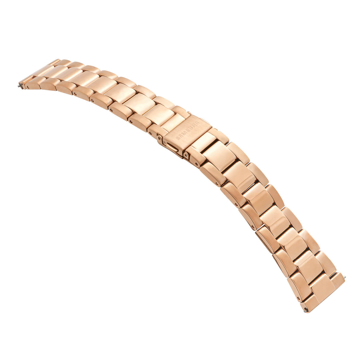 Samsung Galaxy Watch6 Schakelband SAB.R930GRRS Rosé 
Deze officiële Samsung horlogeband komt uit de Special Edition collectie en speciaal ontworpen voor de Galaxy Watch. De rosé schakelband met een rechte aanzet kan gemakkelijk zelf worden bevestigd door de Easy Click Pushpin en heeft een aanzetmaat van 20mm. Deze band is geschikt voor de kast grootte van 40mm. De band is in lengte verstelbaar en heeft een vouwsluiting. De Galaxy Watch is stof- en spatwaterdicht en 5ATM gecertificeerd, waardoor er ook mee gezwommen kan worden.

Highlights:
- Stalen schakelband
- Kleur: Rosé
- Vouwsluiting
- Aanzet 20mm
- Easy click