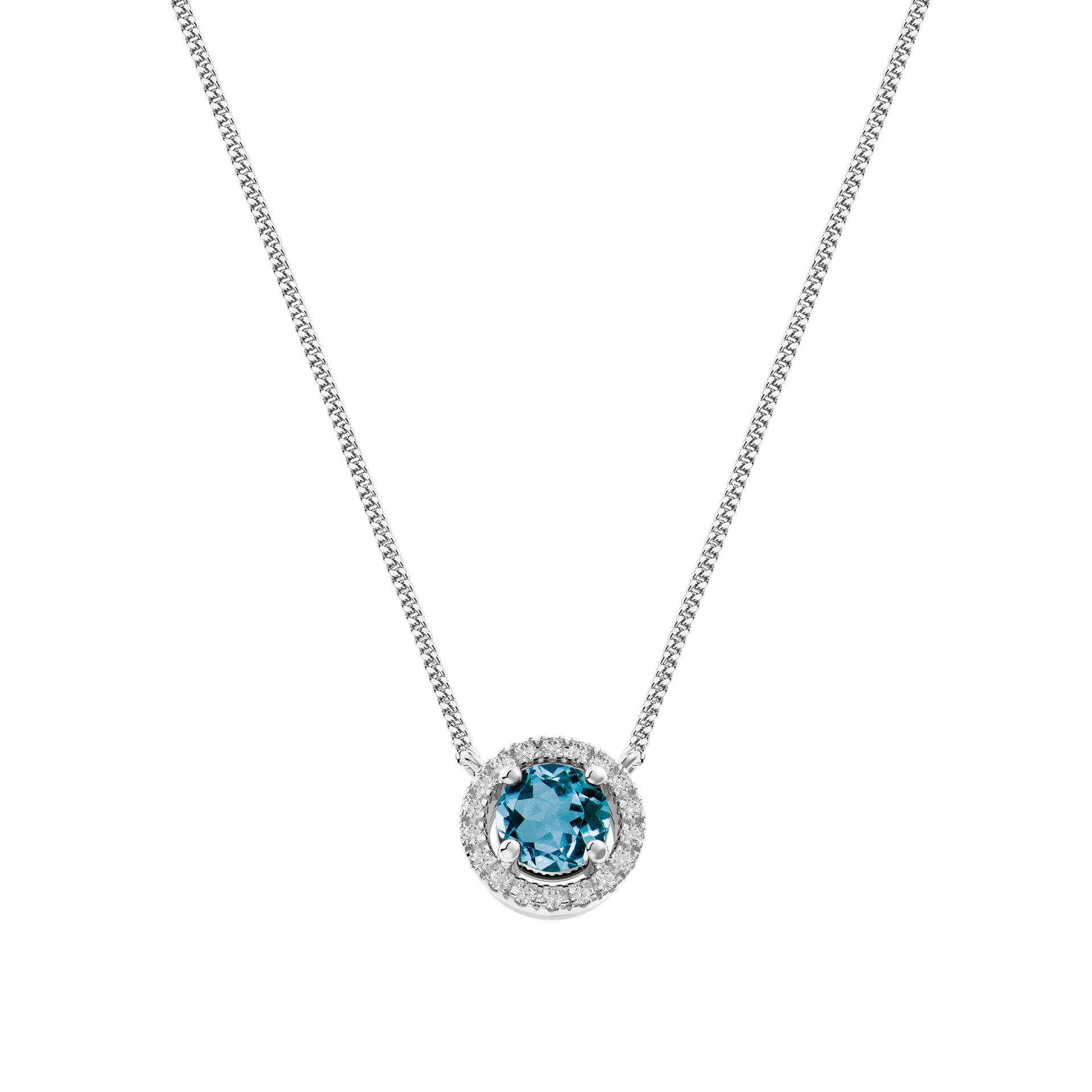 zilveren collier met topaas en diamant
