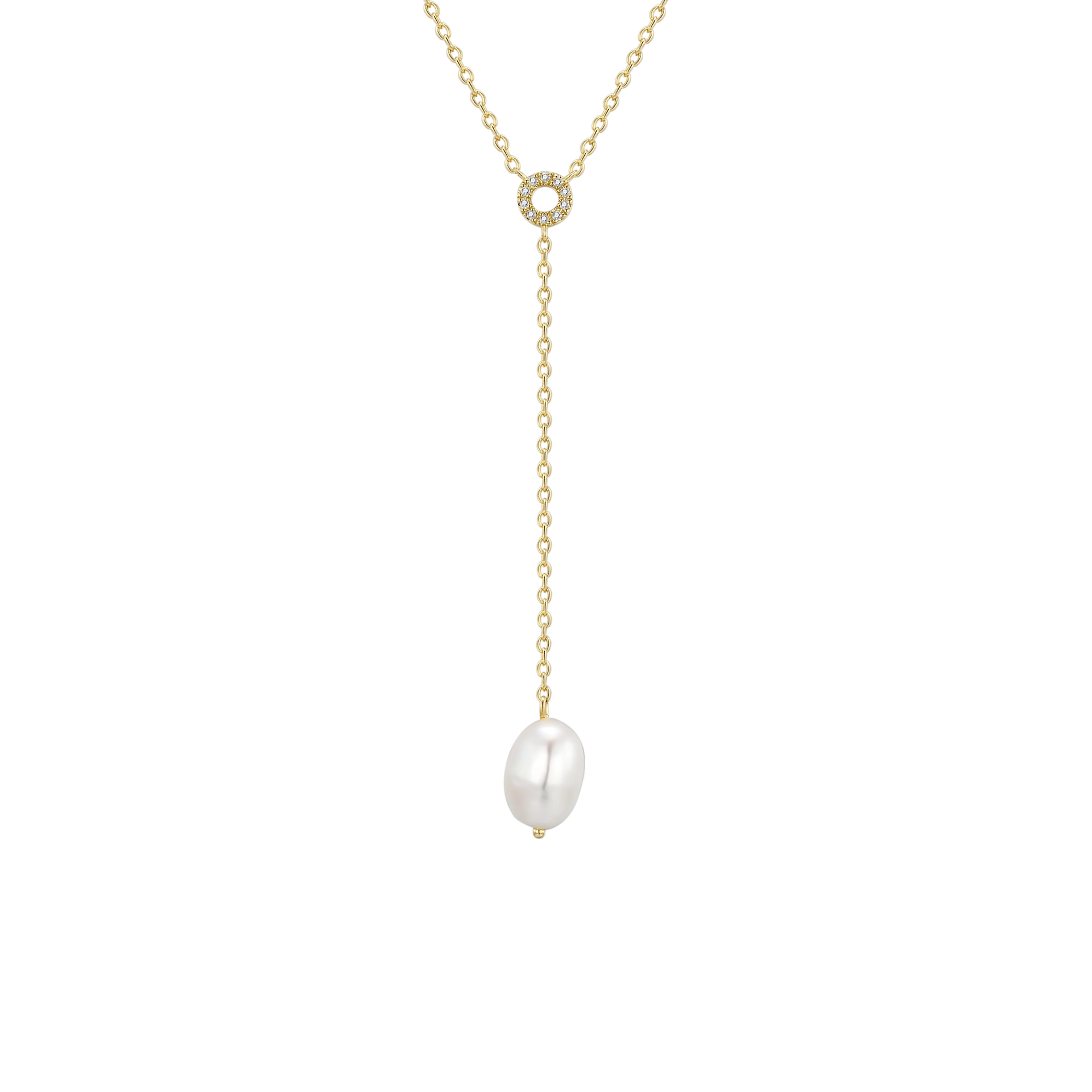 zilver vergulde collier met parel en diamant